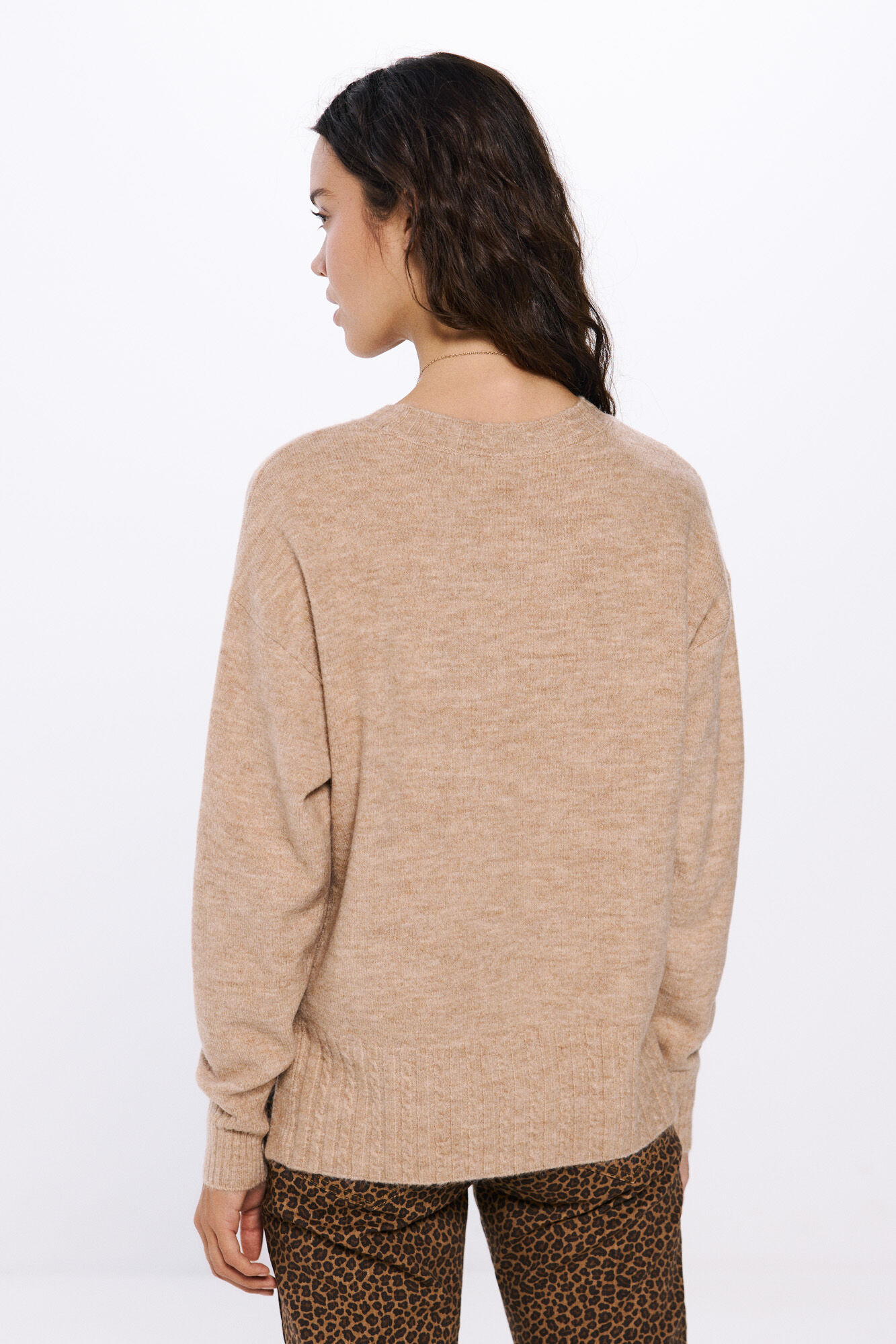 Springfield Su&eacute;ter dobladillo rayas relieve beige