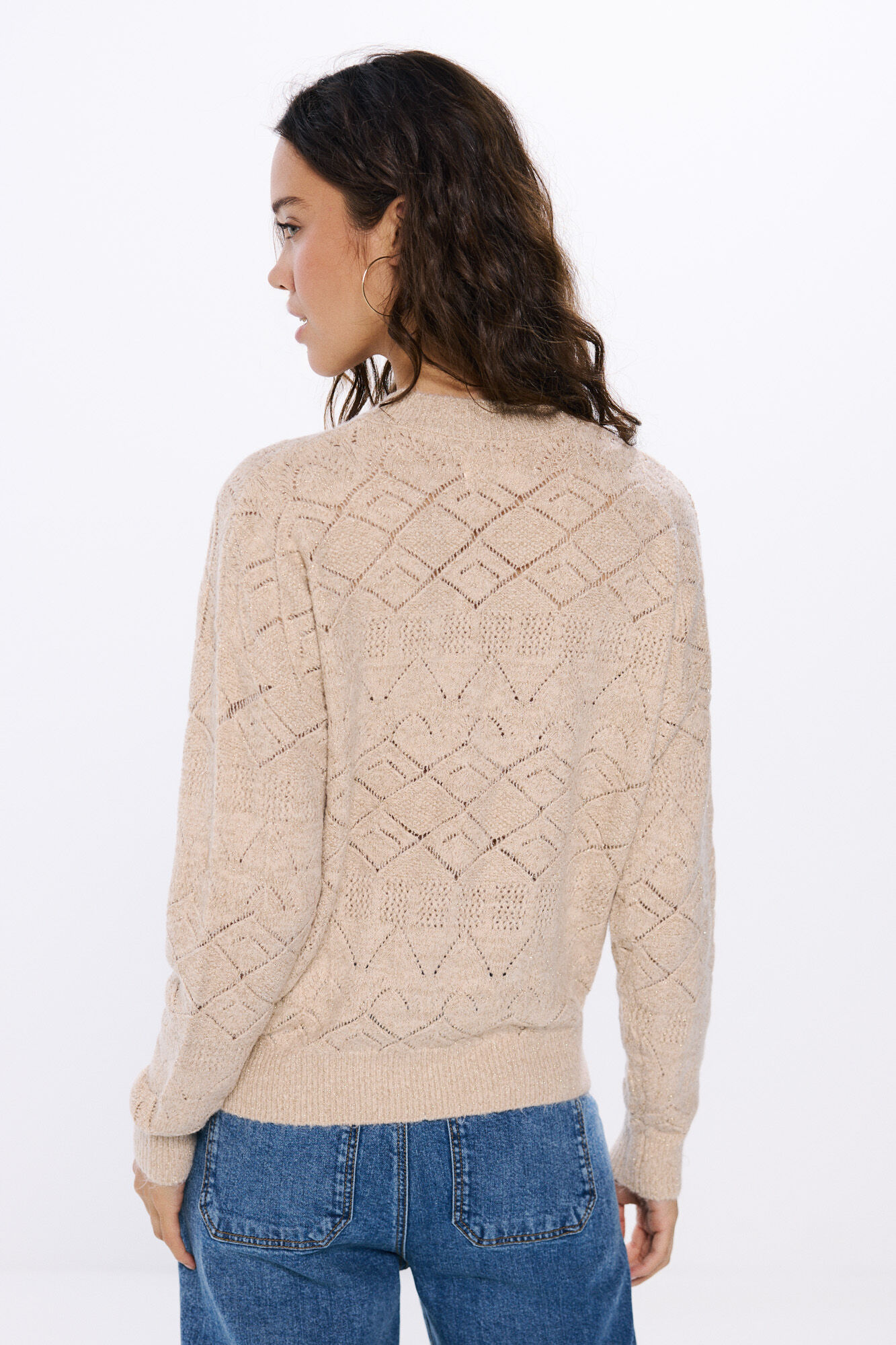 Springfield Su&eacute;ter pointelle lentejuelas beige