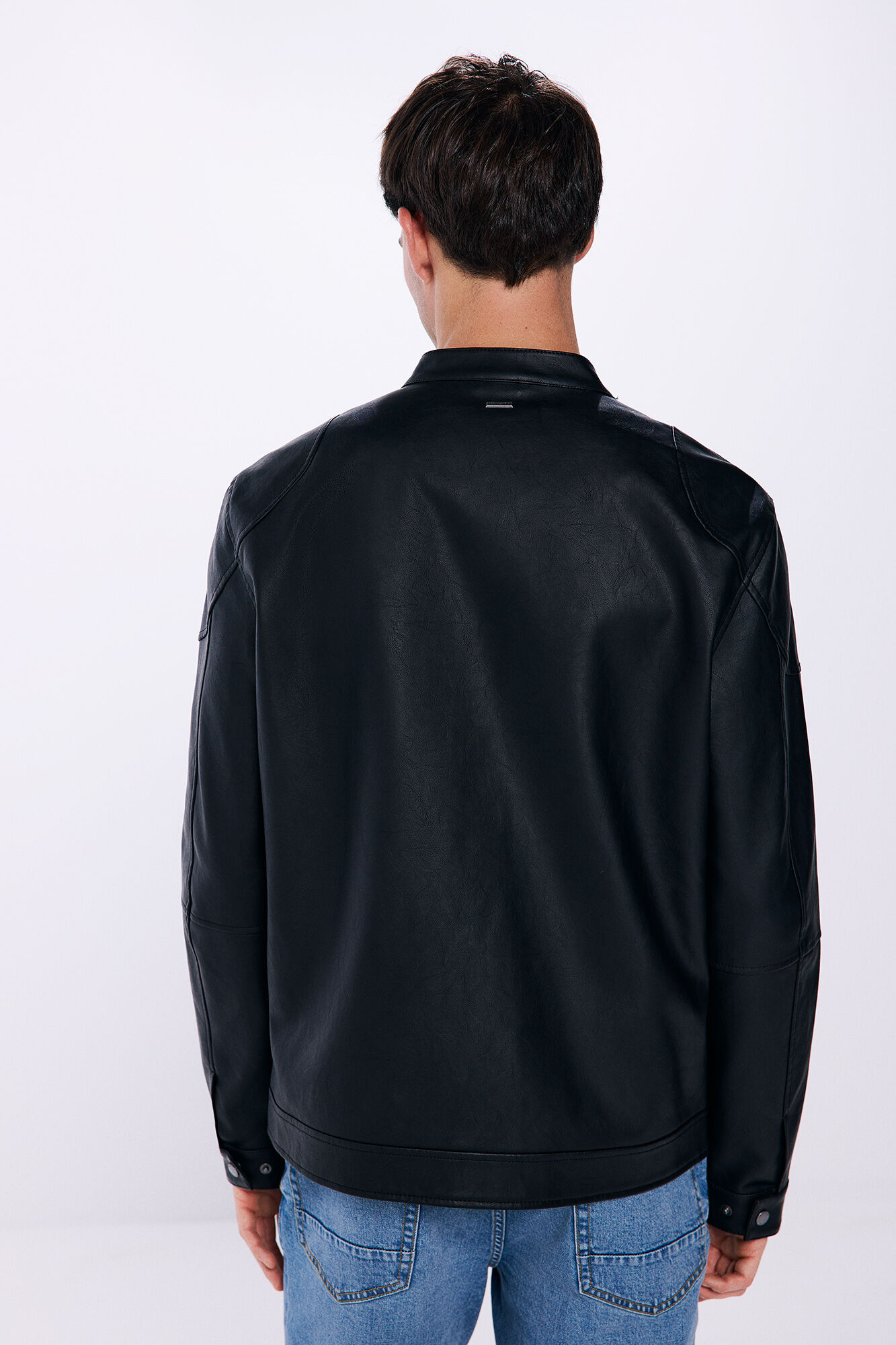 Springfield Chamarra motera efecto piel negro