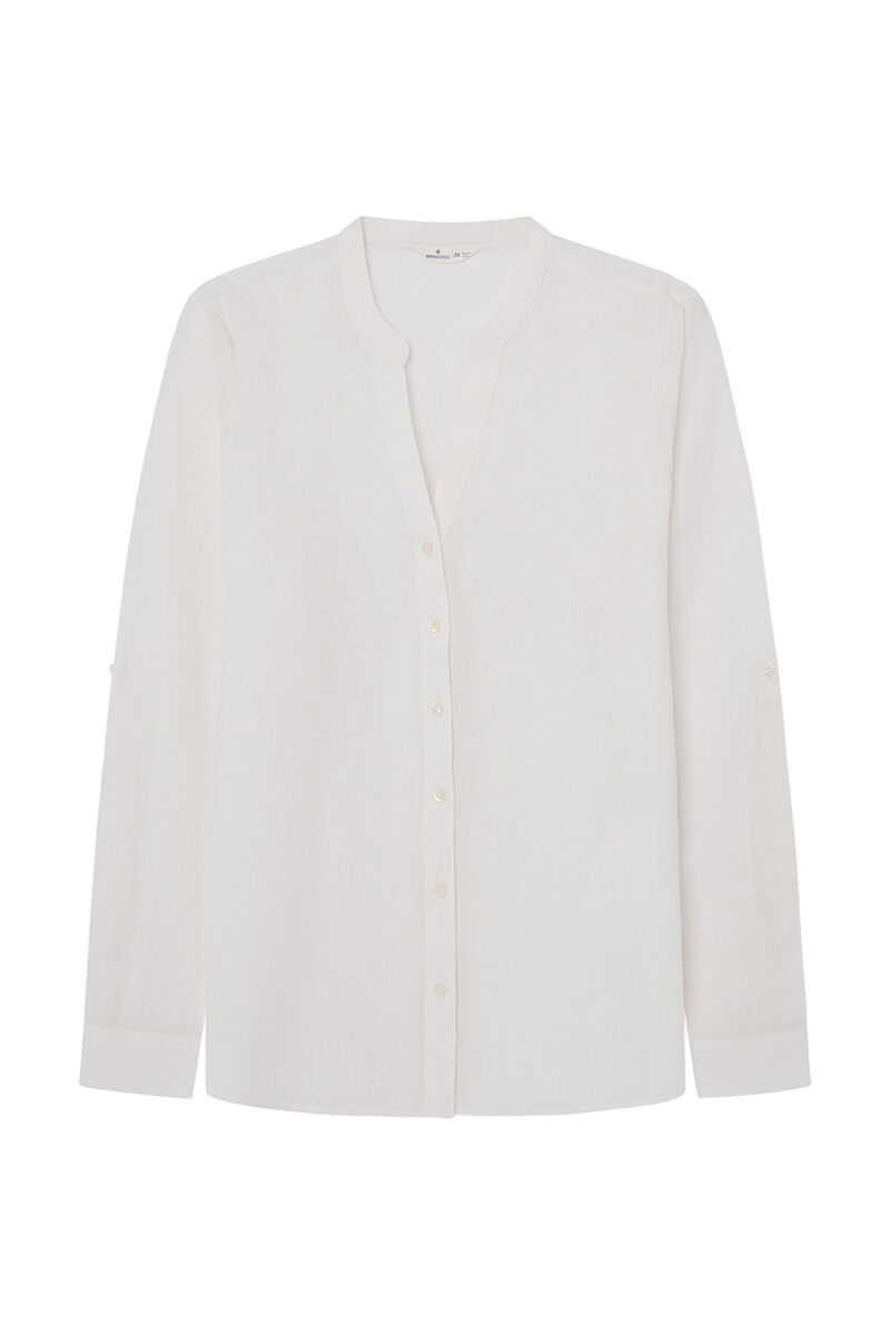 Springfield Blusa cuello mao algod&oacute;n lino natural