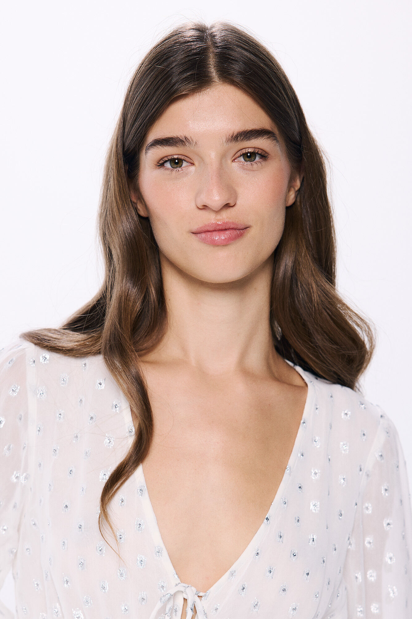 Springfield Blusa gasa puntos lurex natural
