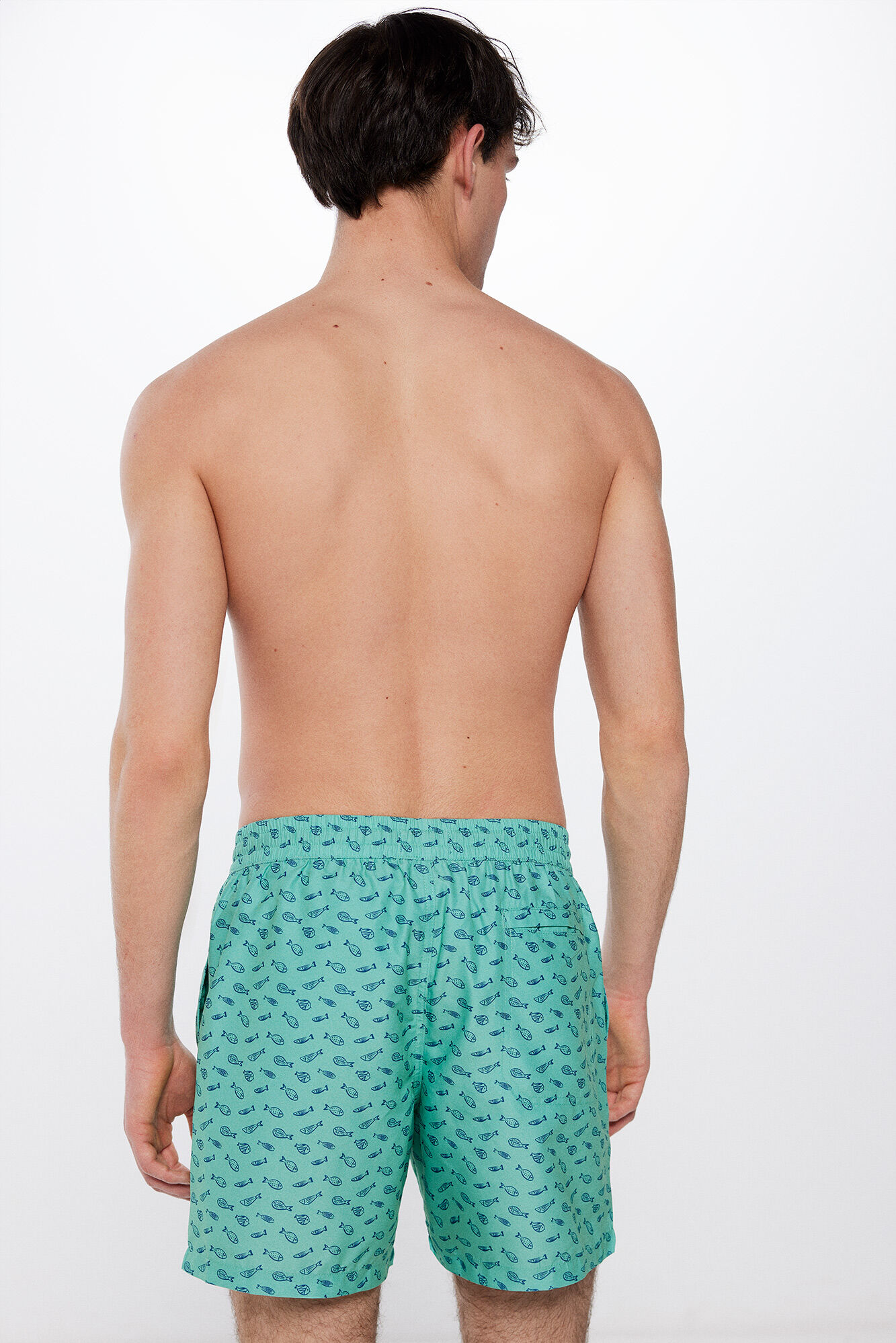 Springfield Ba&ntilde;ador estampado peces verde