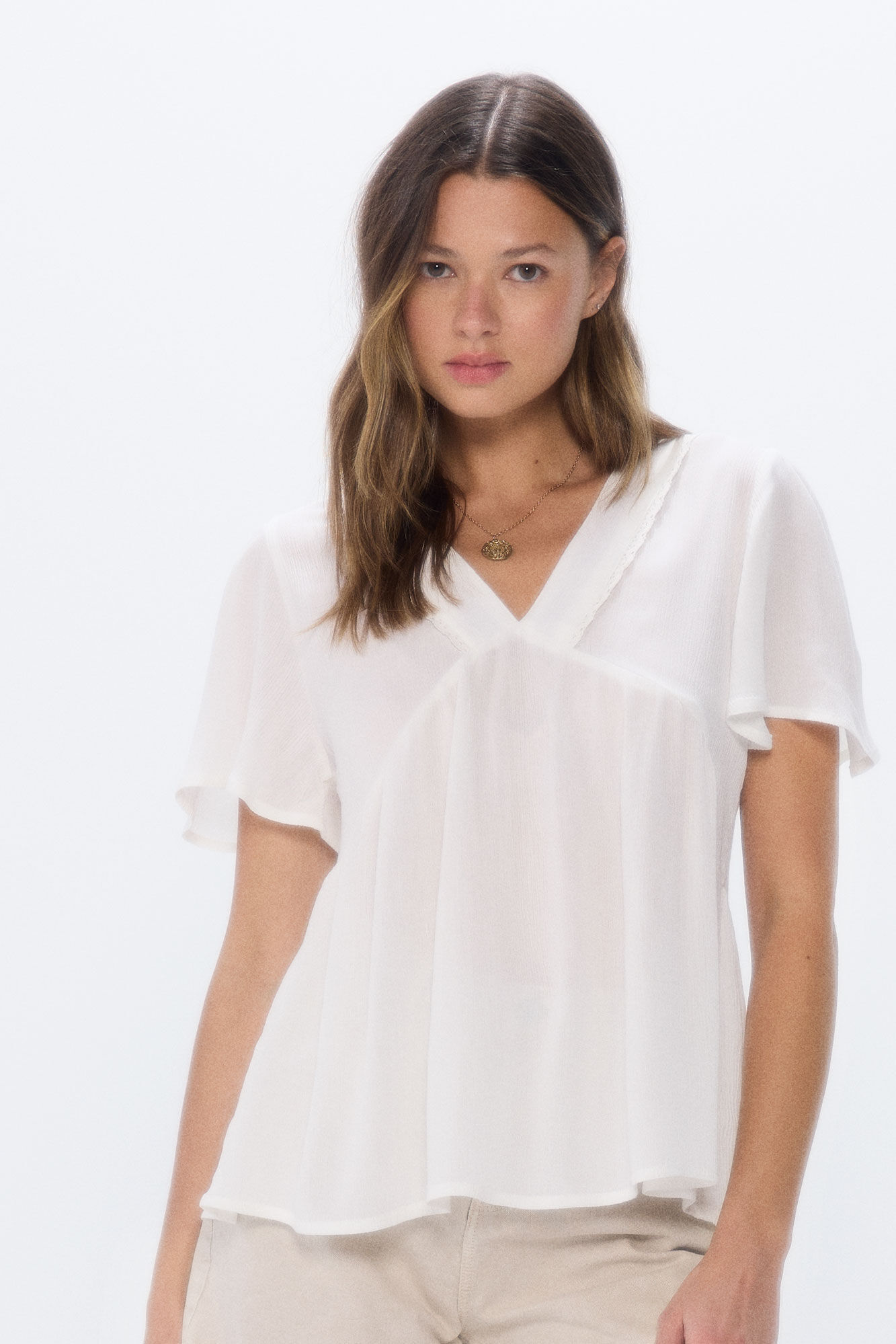 Springfield Blusa fluida escote lace