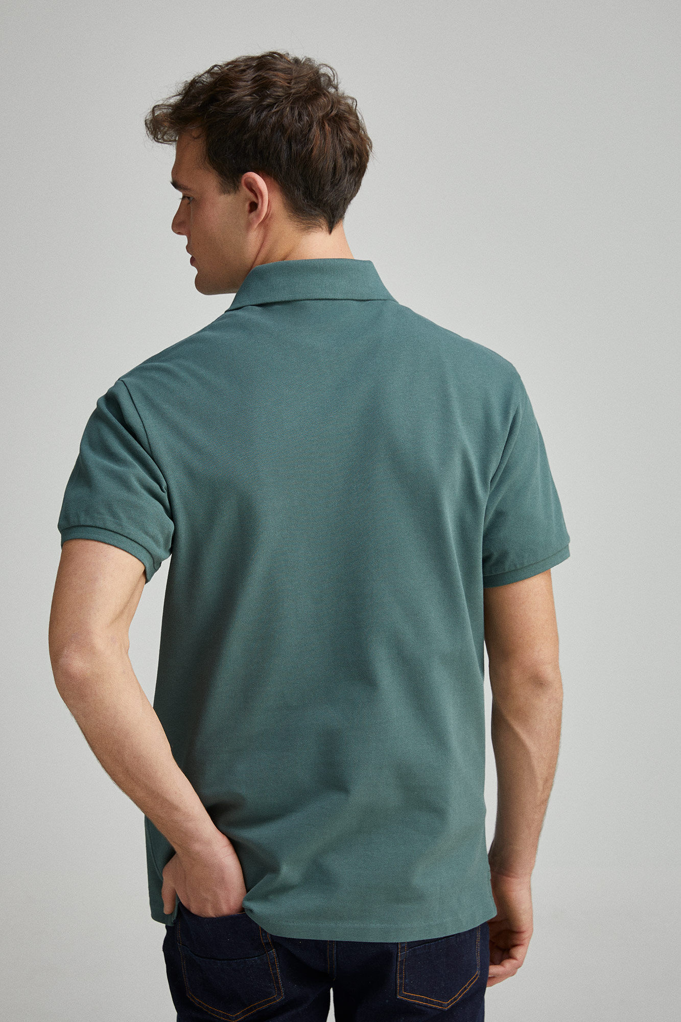 Springfield Polo piqu&eacute; contraste tapeta slim fit verde