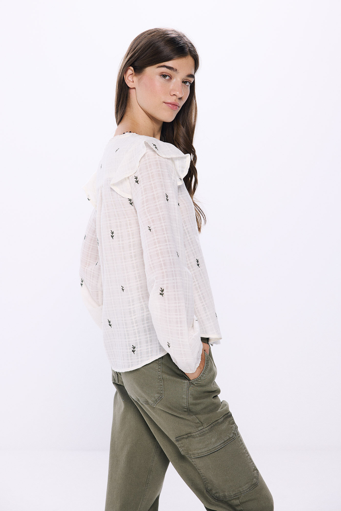 Springfield Blusa bordados lace blanco