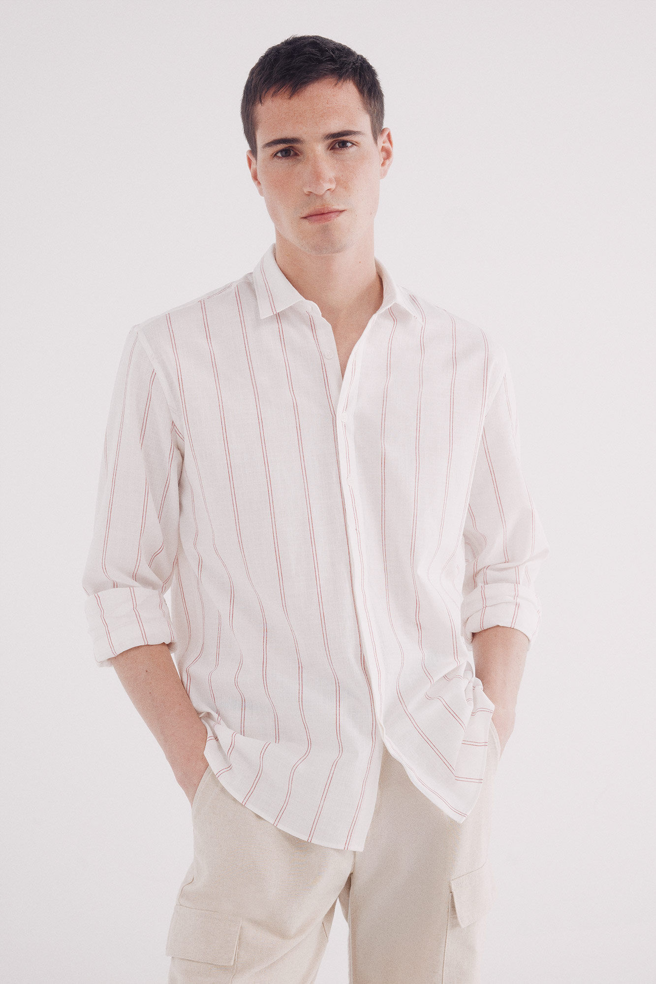 Springfield Camisa polera rayas natural