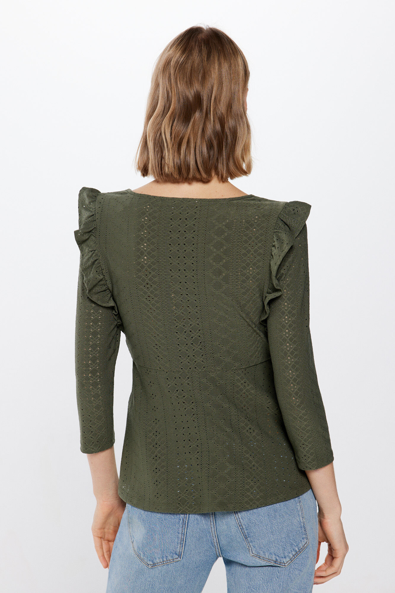 Springfield Blusa Botones Volantes kaki