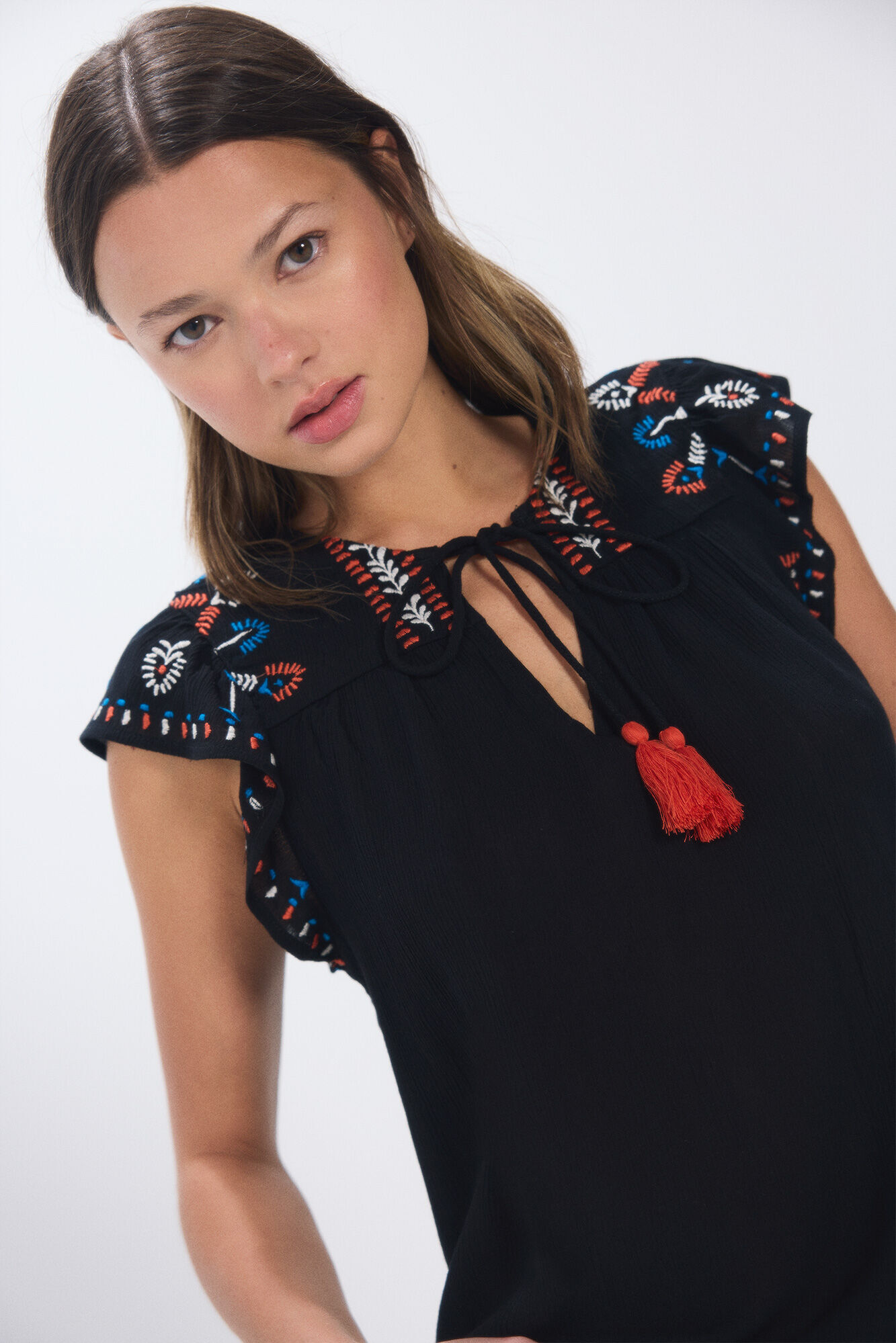 Springfield Blusa fluida bordados