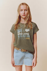 Springfield Kids Playera "S&iacute; a todo como lema en la vida" kaki