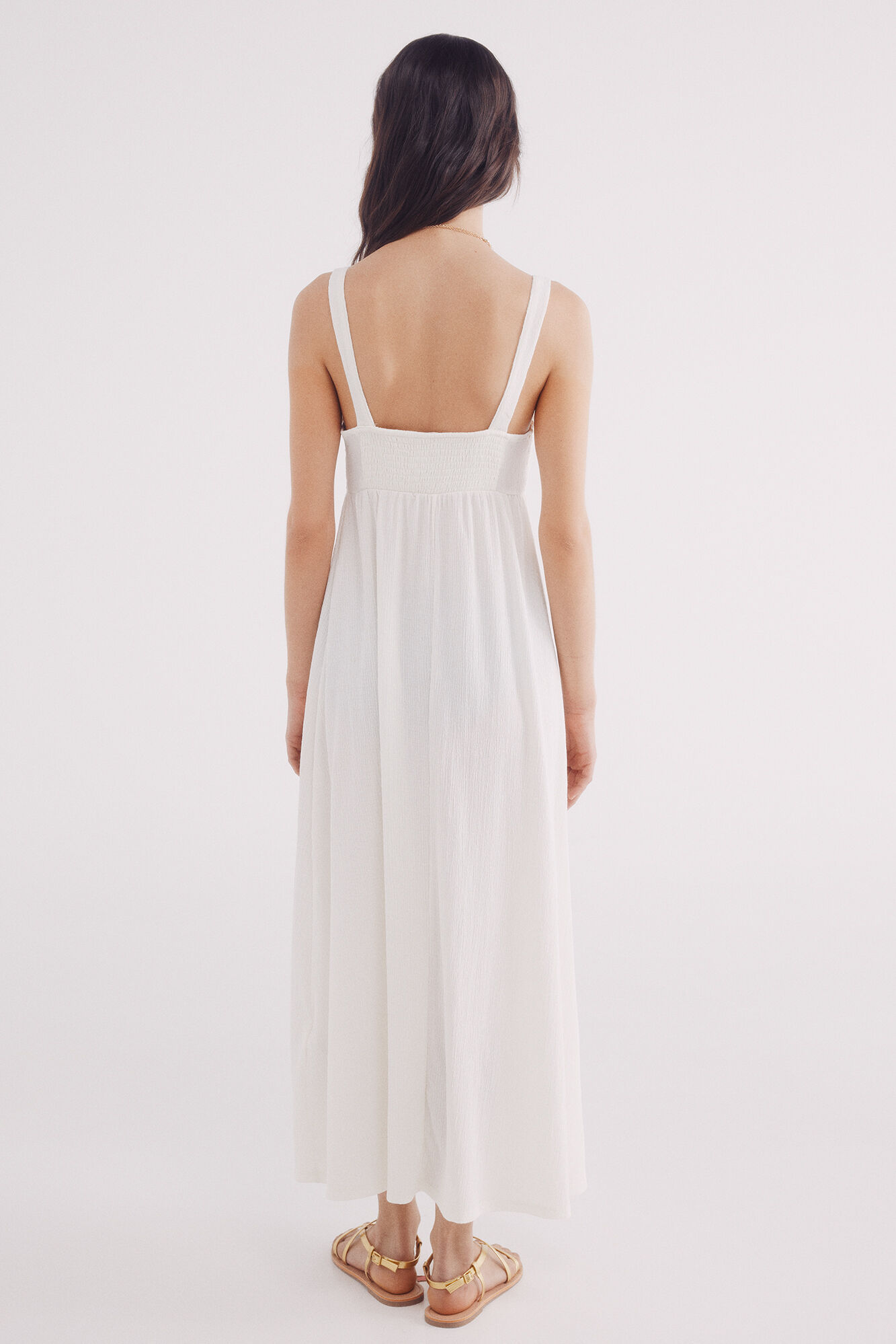 Springfield Vestido midi combinado crochet blanco