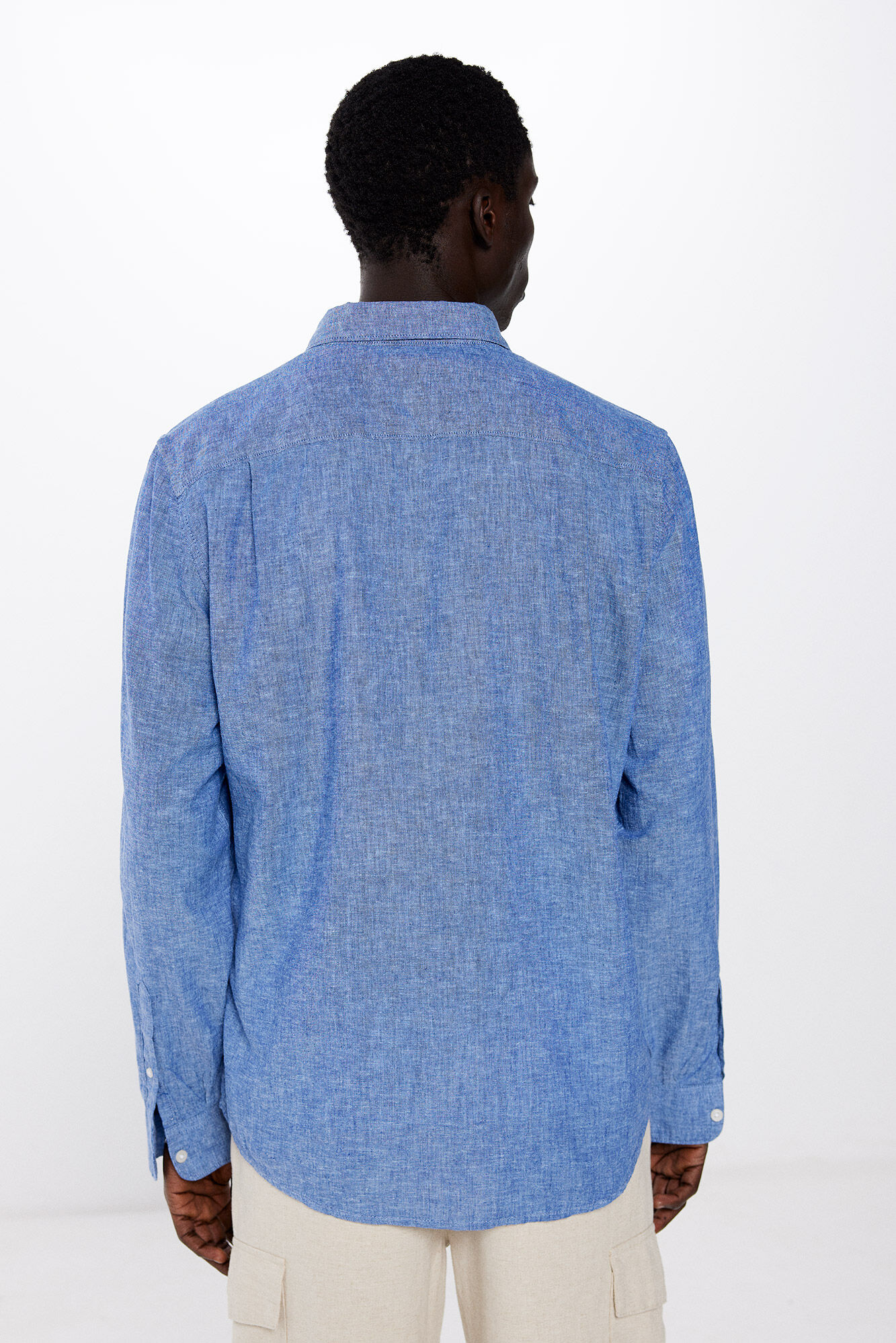 Springfield Camisa lino color azul