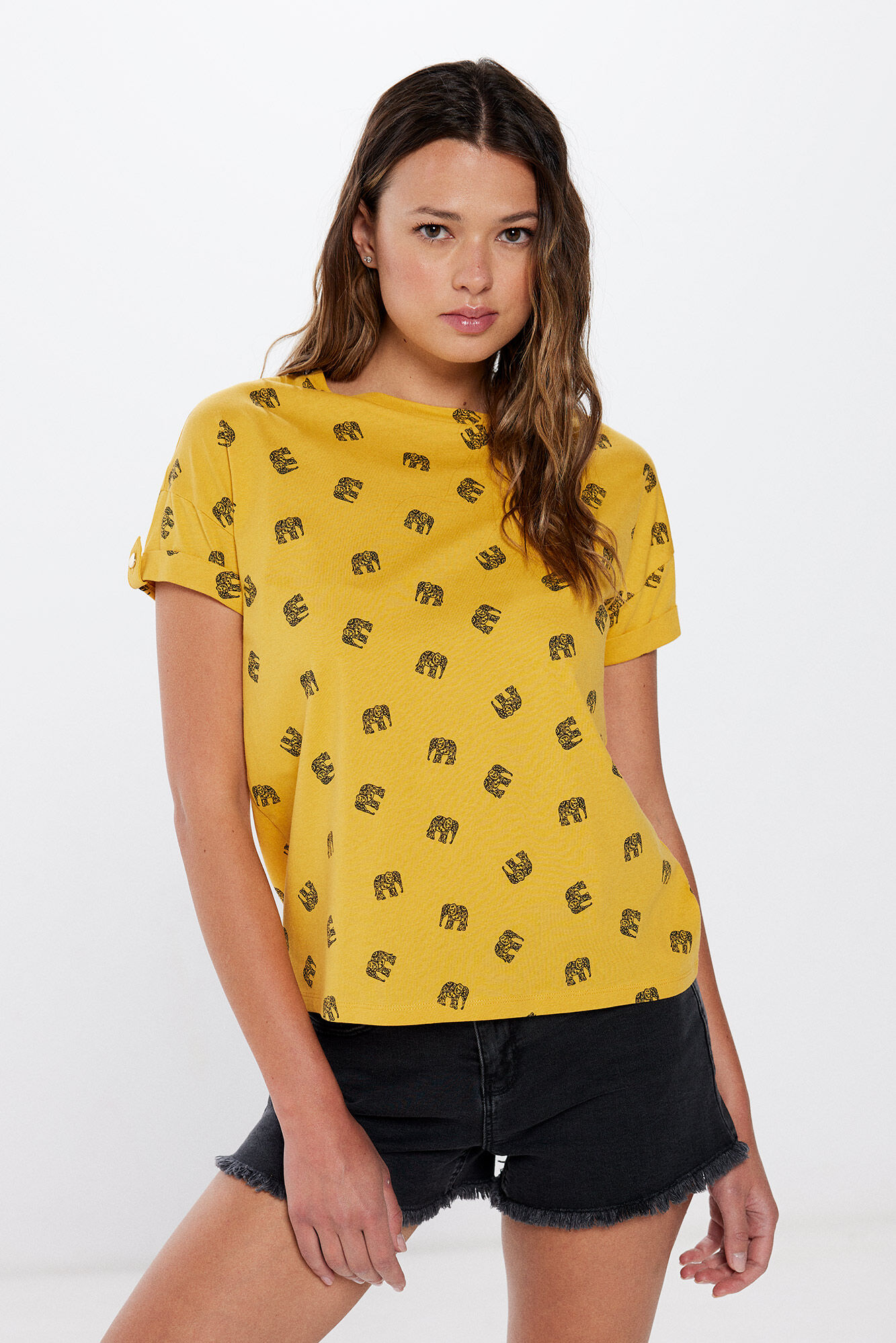 Springfield Playera manga bot&oacute;n estampada