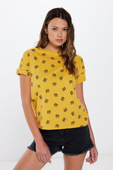 Springfield Playera manga bot&oacute;n estampada amarillo
