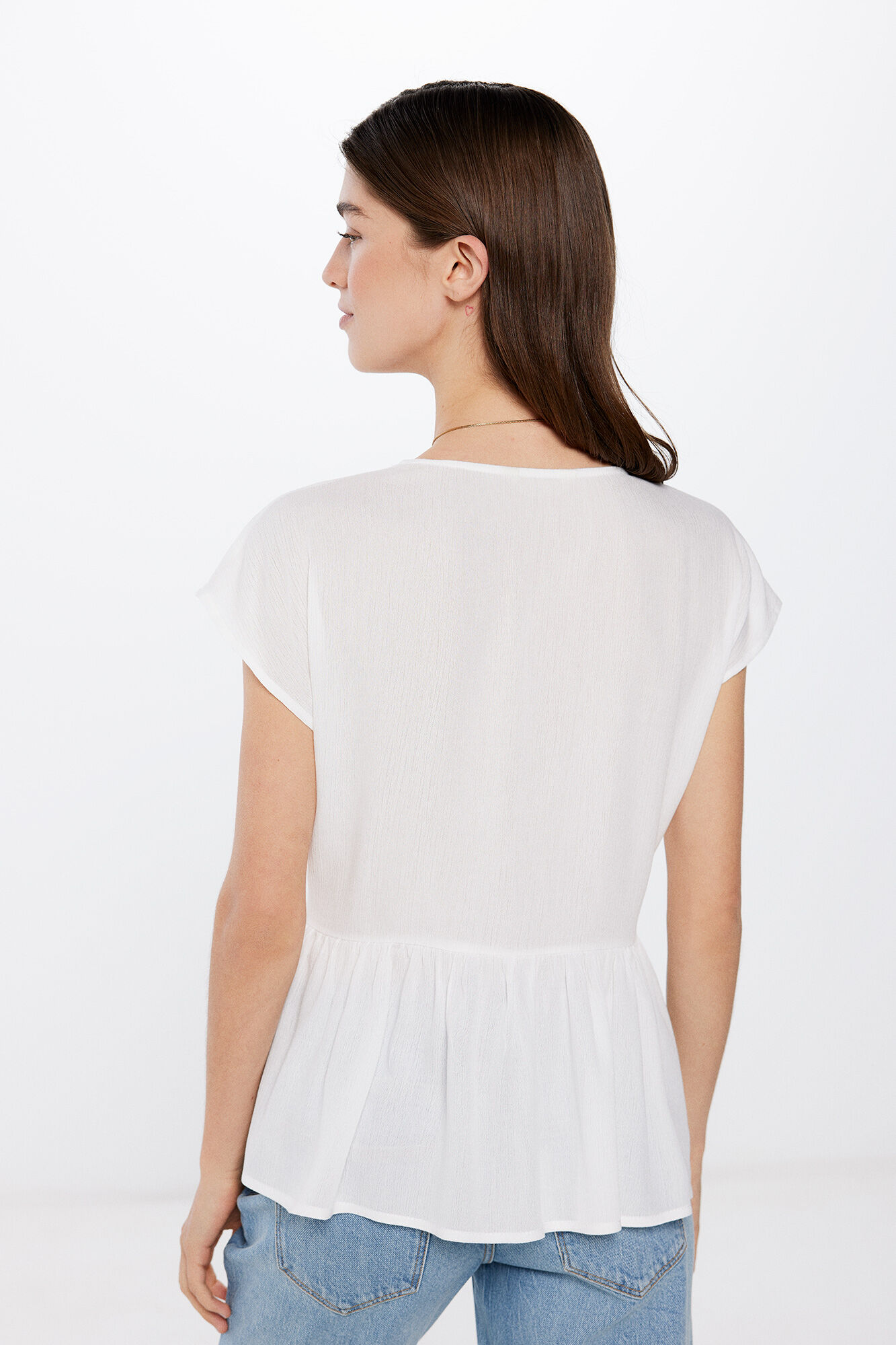 Springfield Blusa Bambula Lace Escote estampado
