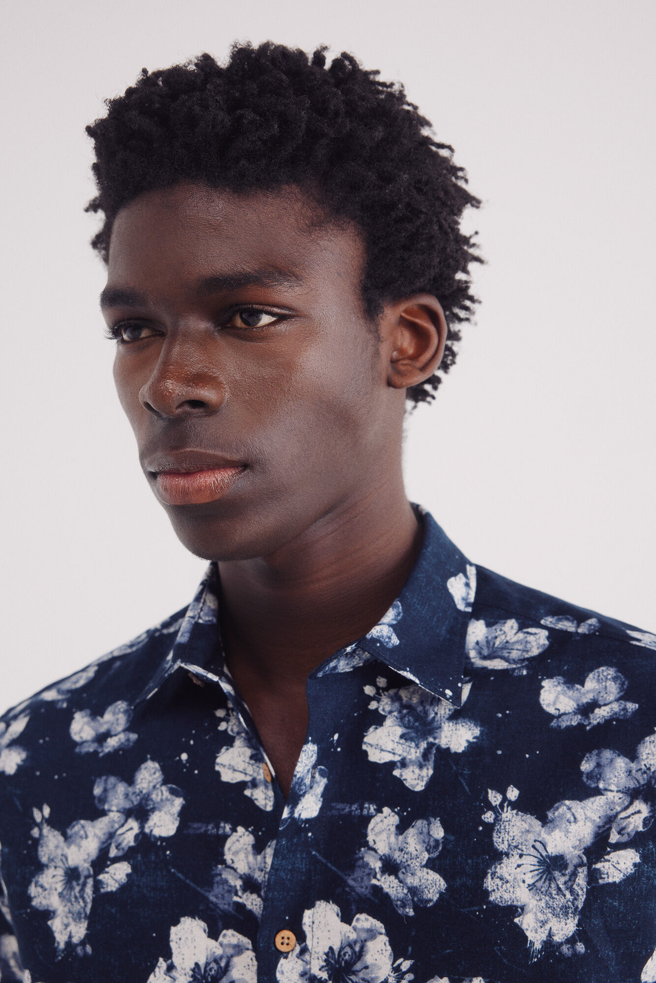 Springfield Camisa manga corta lino estampada azul