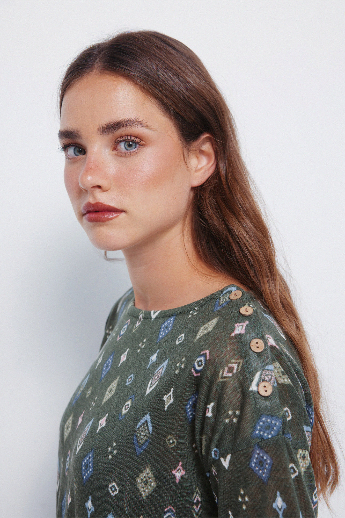 Springfield Playera estampada efecto lino khaki