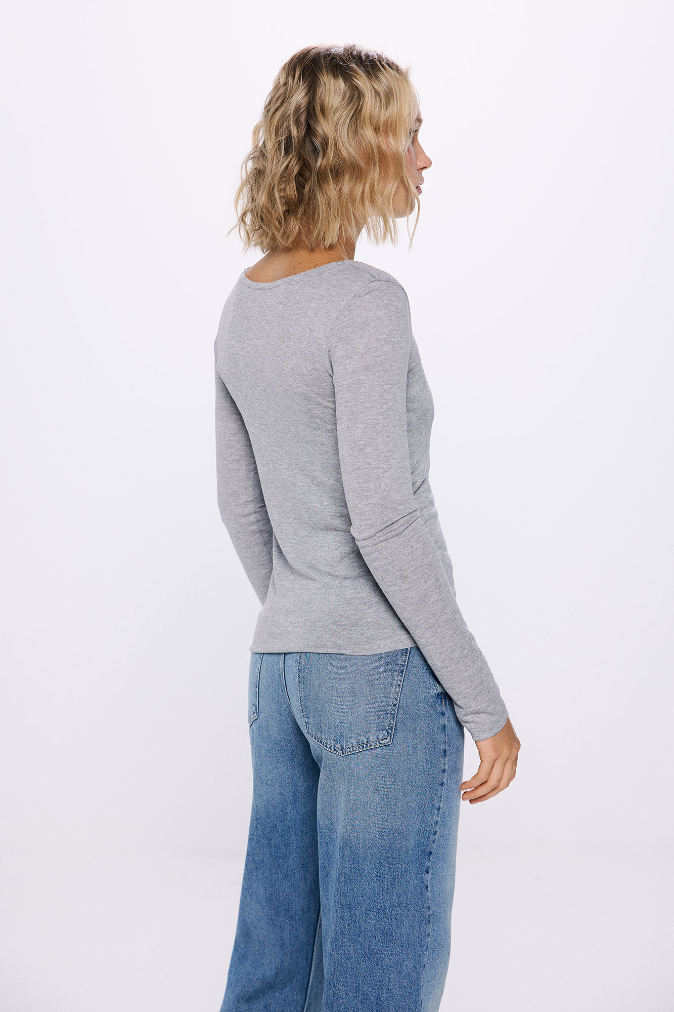 Springfield Playera escote pico lencera gris