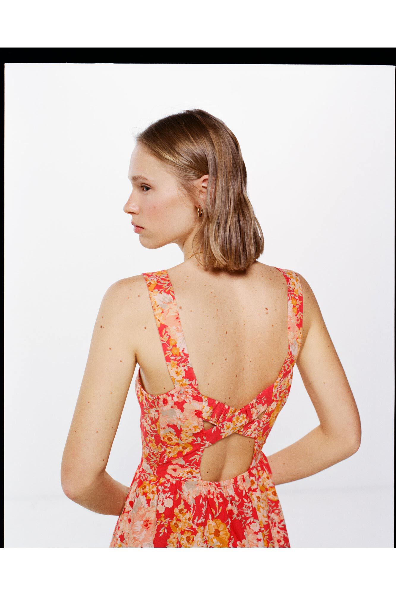 Springfield Vestido midi tirantes cruce espalda rojo
