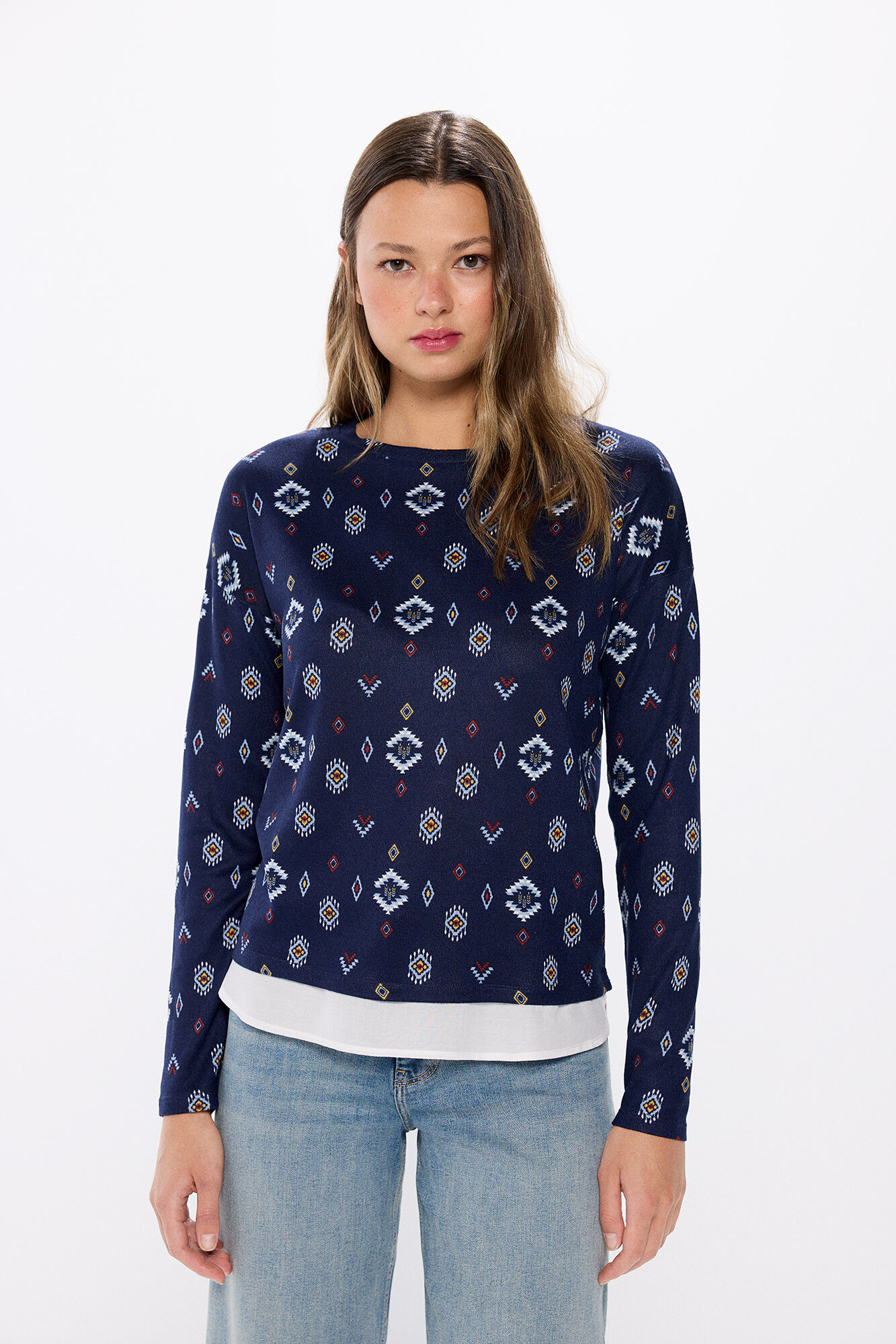 Springfield Playera combinada estampada