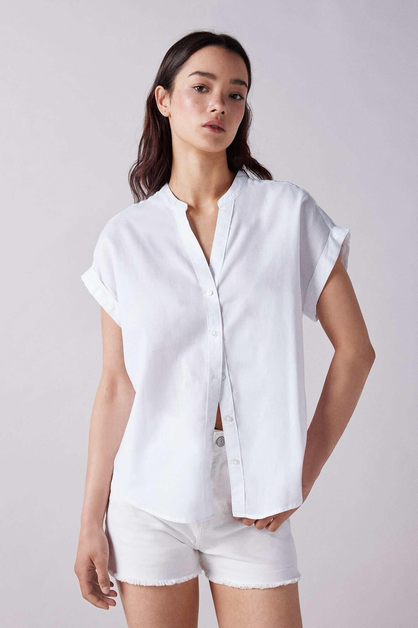 Springfield Camisa cuello mao manga corta