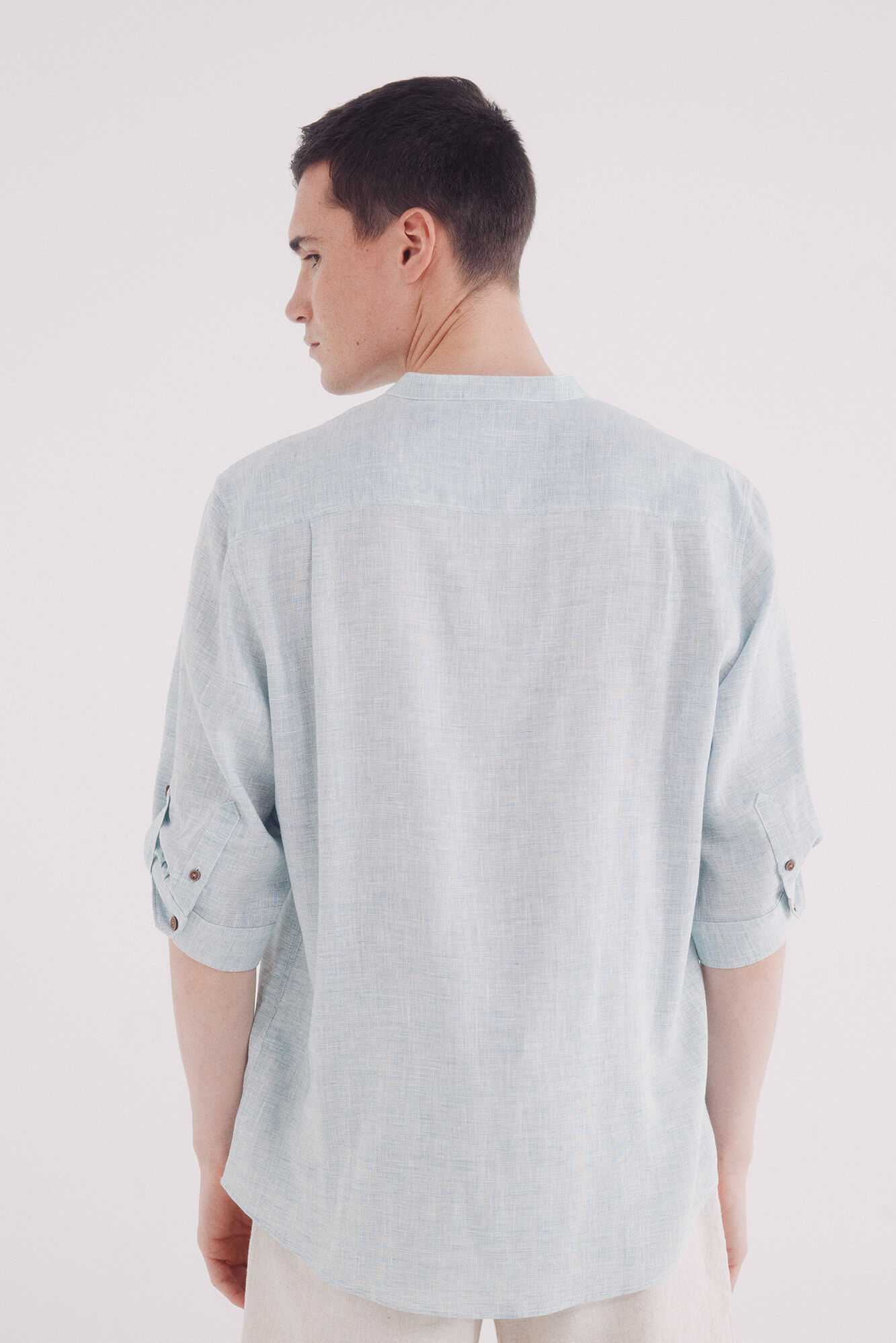 Springfield Camisa mao 3/4 lino viscosa verde