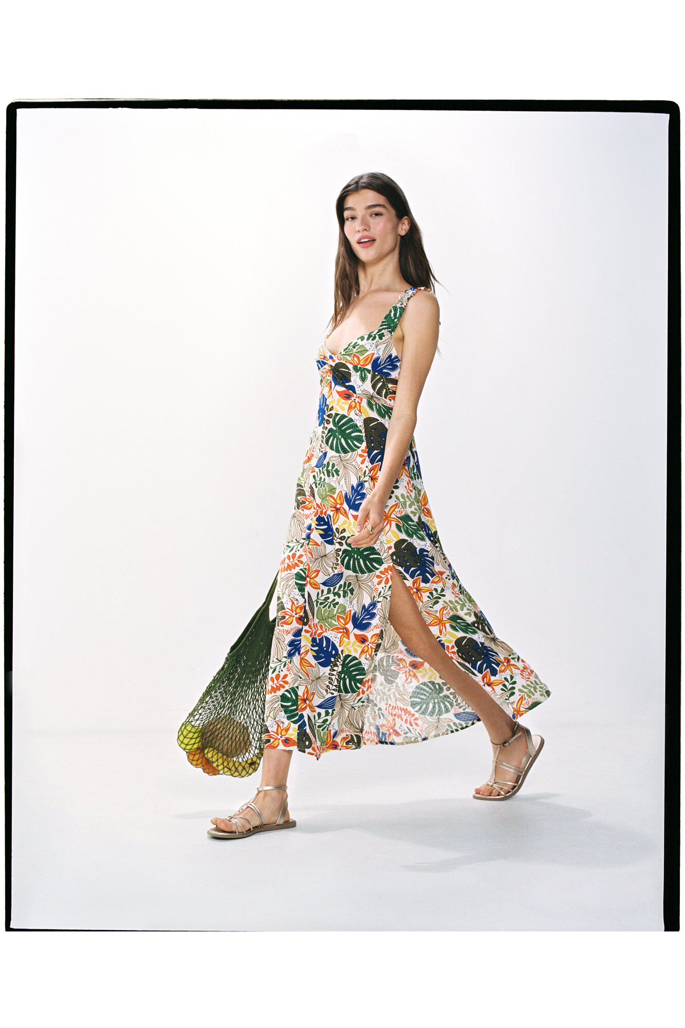 Springfield Vestido Midi Estampado Tropical