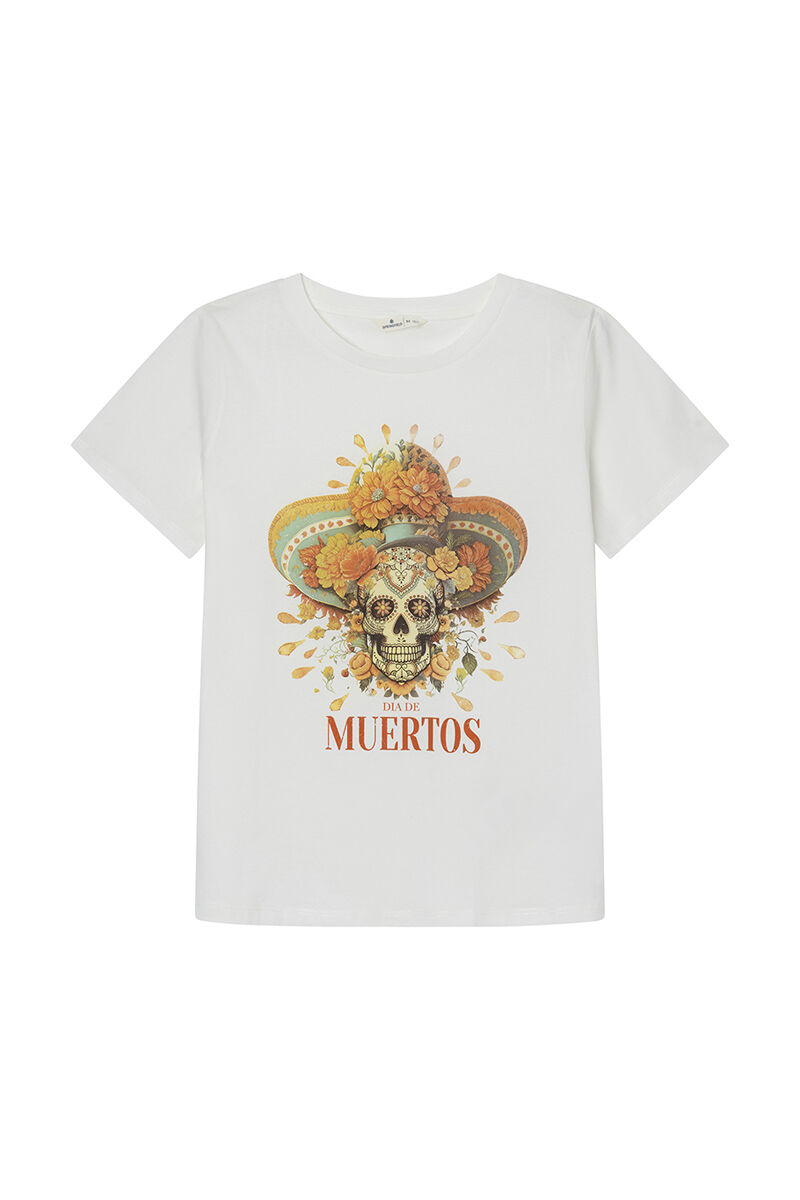 Springfield Playera gr&aacute;fica "D&iacute;a de muertos" blanco