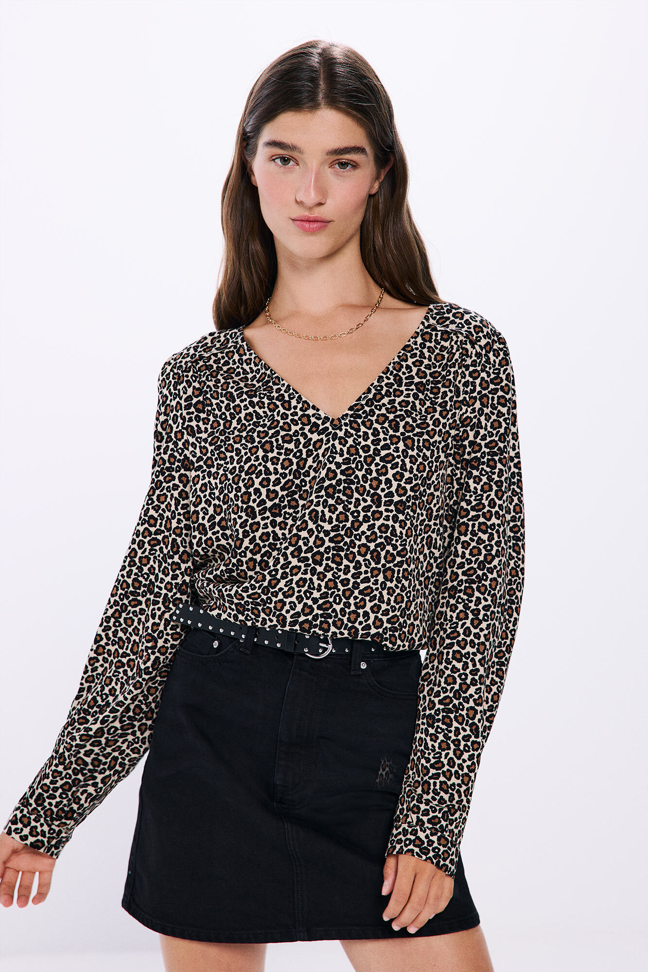 Springfield Blusa fluida lurex nude
