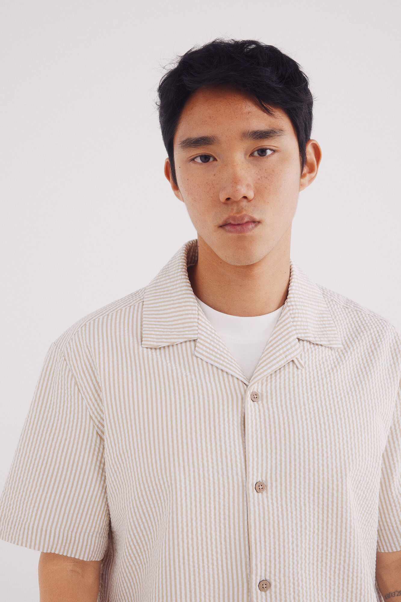 Springfield Camisa manga corta seersucker rayas