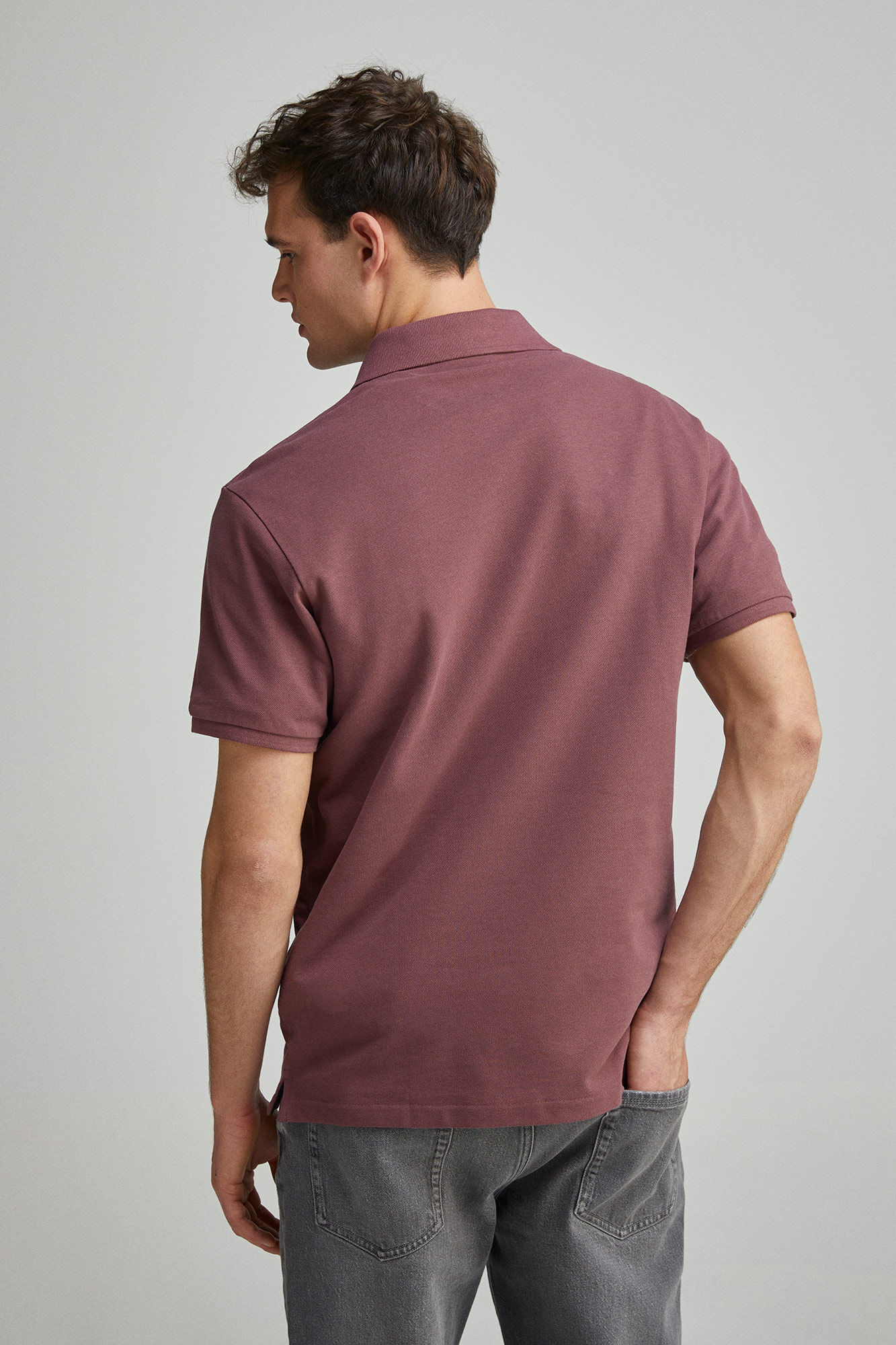 Springfield Polo piqu&eacute; contraste tapeta slim fit p&uacute;rpura