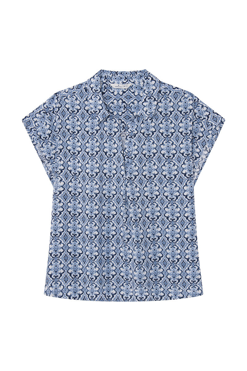Springfield Blusa polera estampada marino