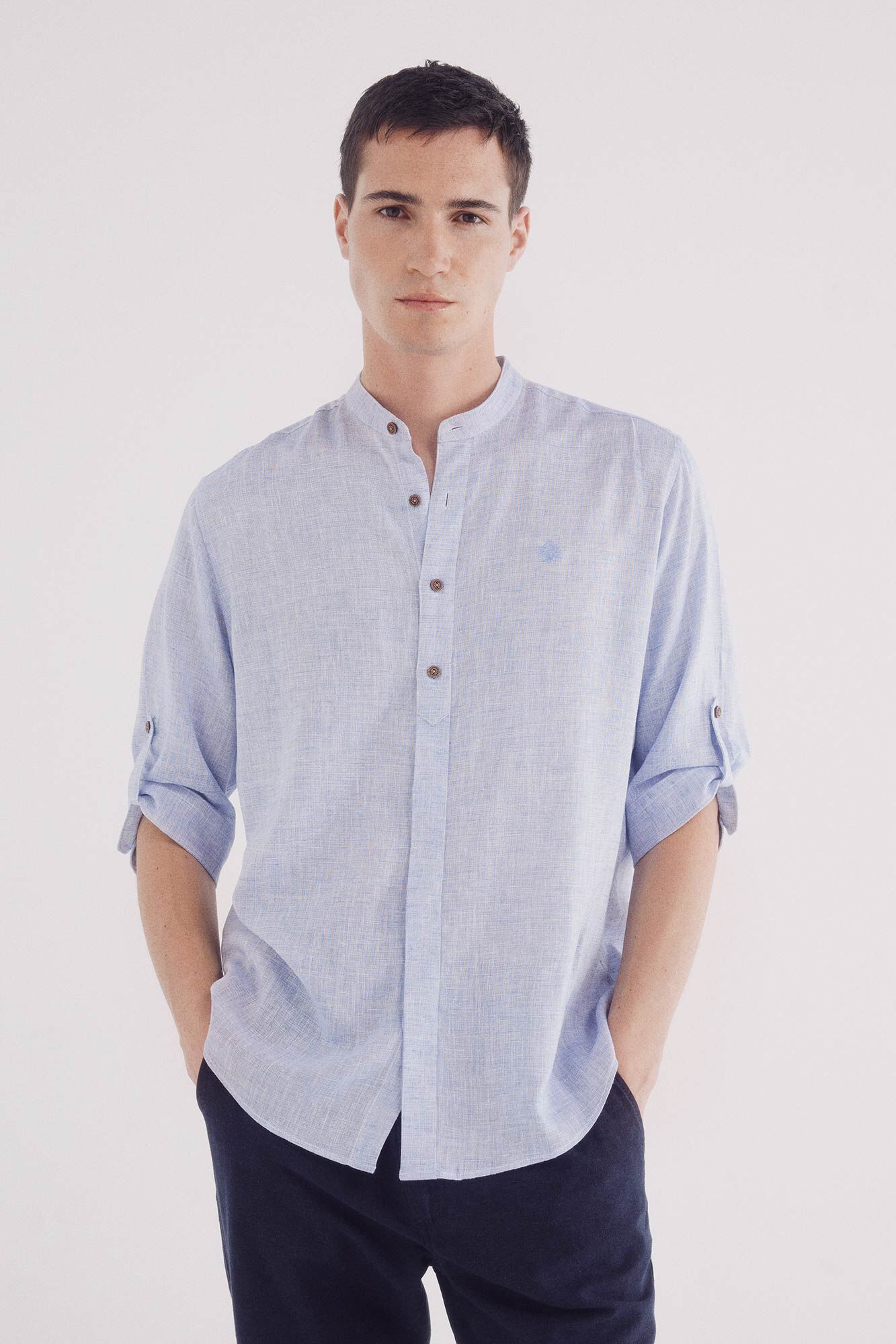 Springfield Camisa mao 3/4 lino viscosa