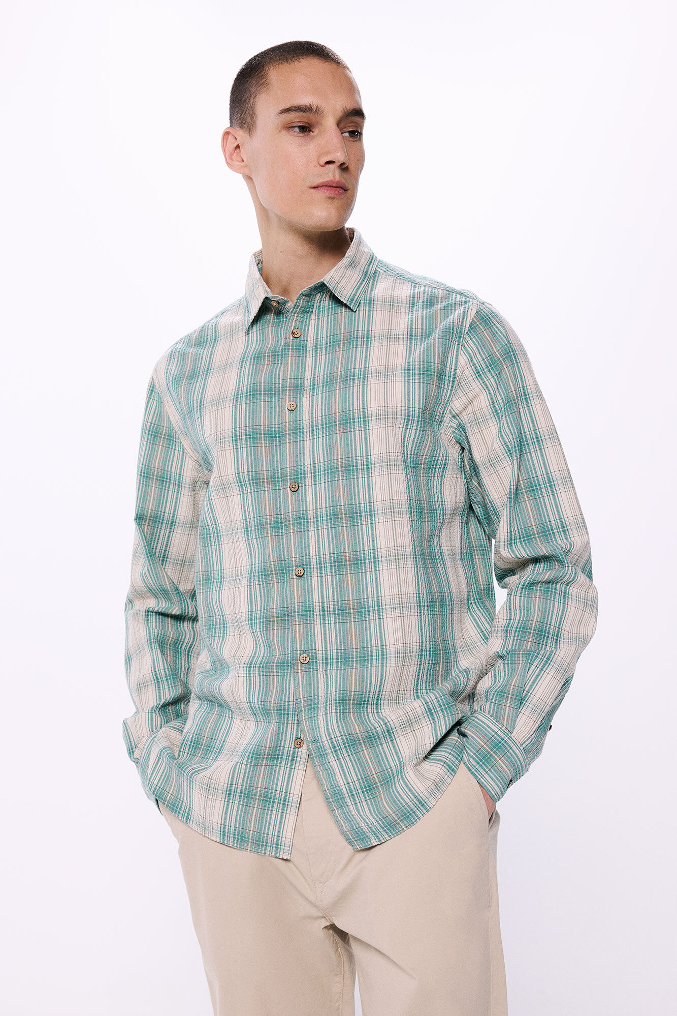Springfield Camisa seersucker cuadros