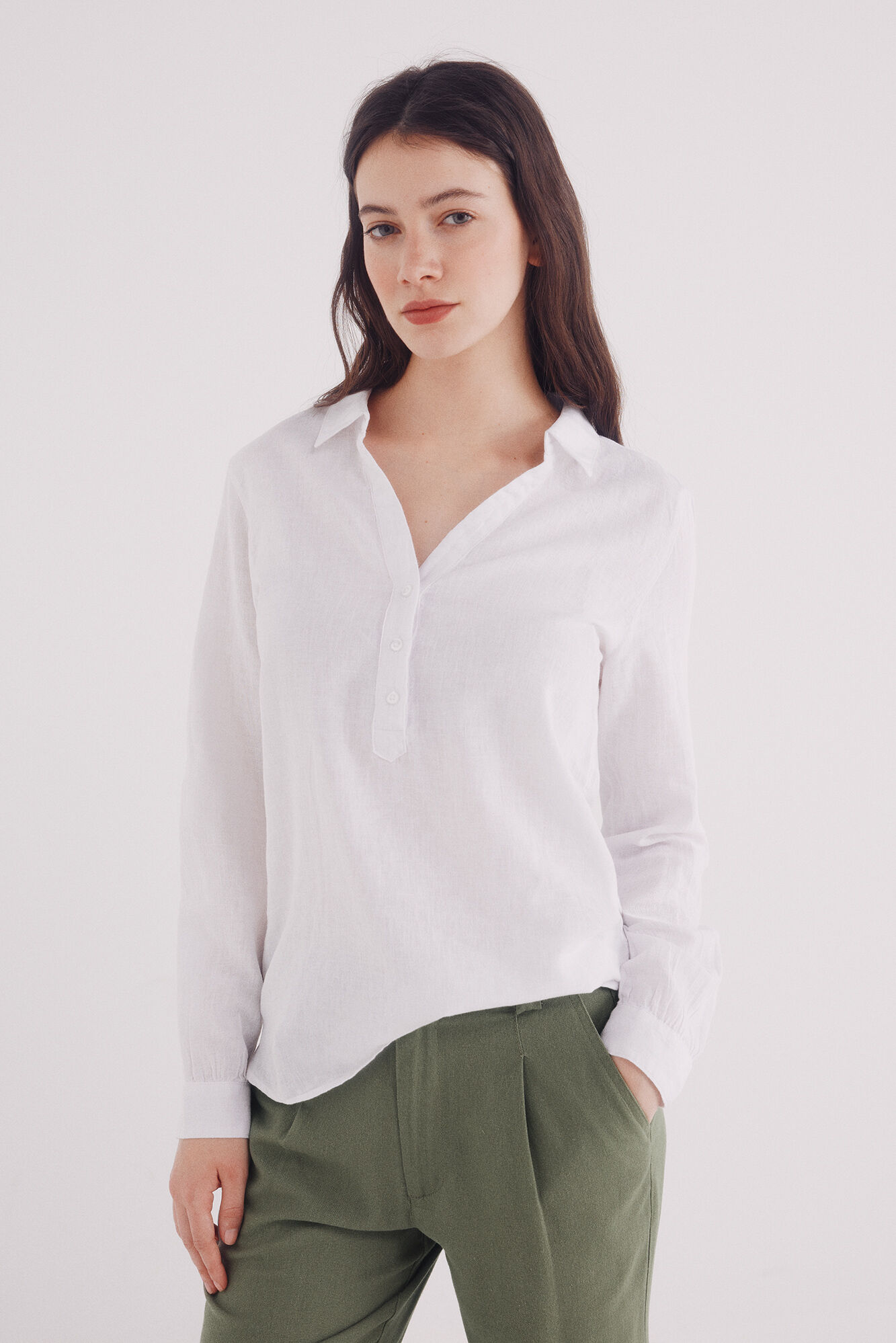 Springfield Blusa polera algod&oacute;n lino