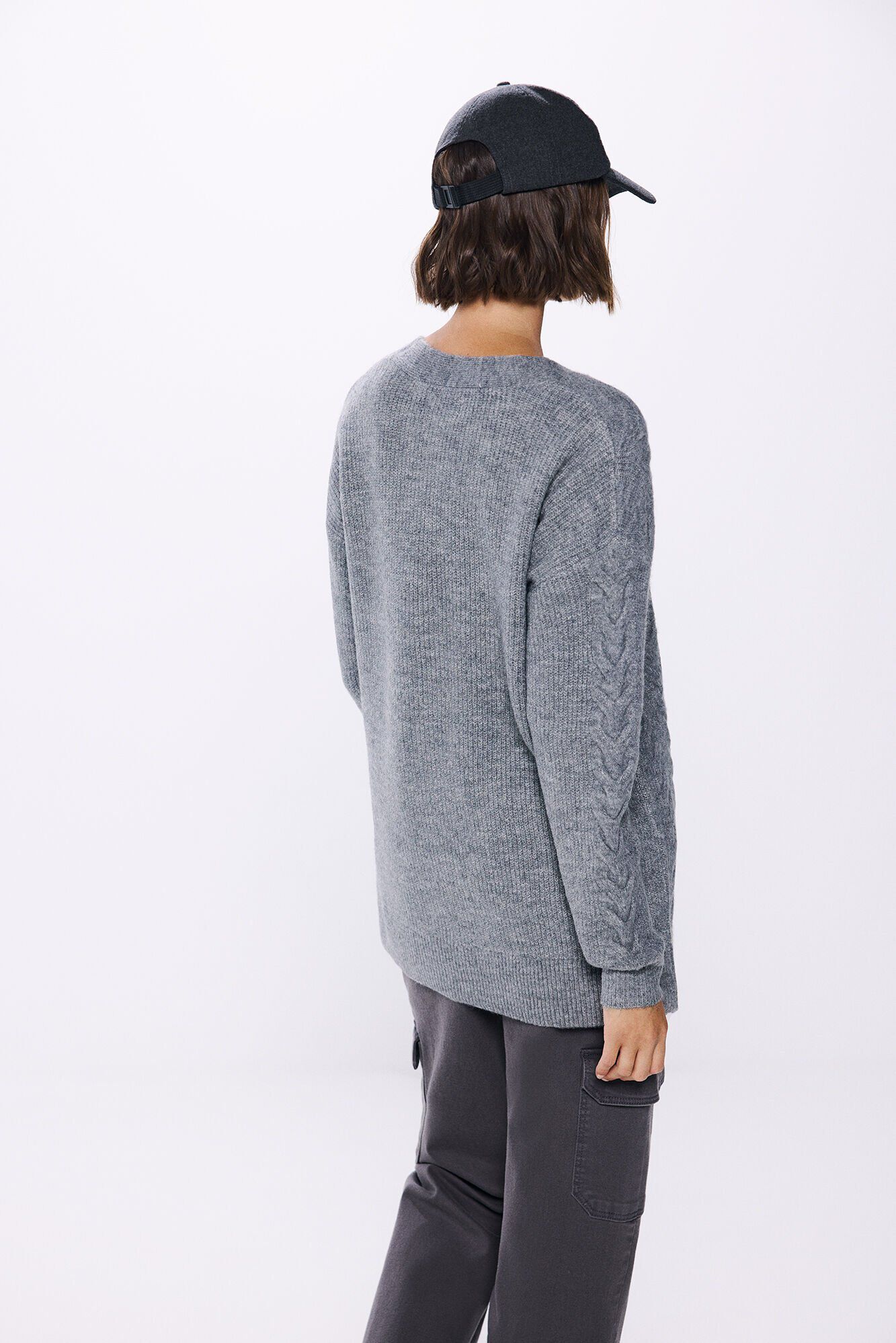 Springfield C&aacute;rdigan cable knit gris
