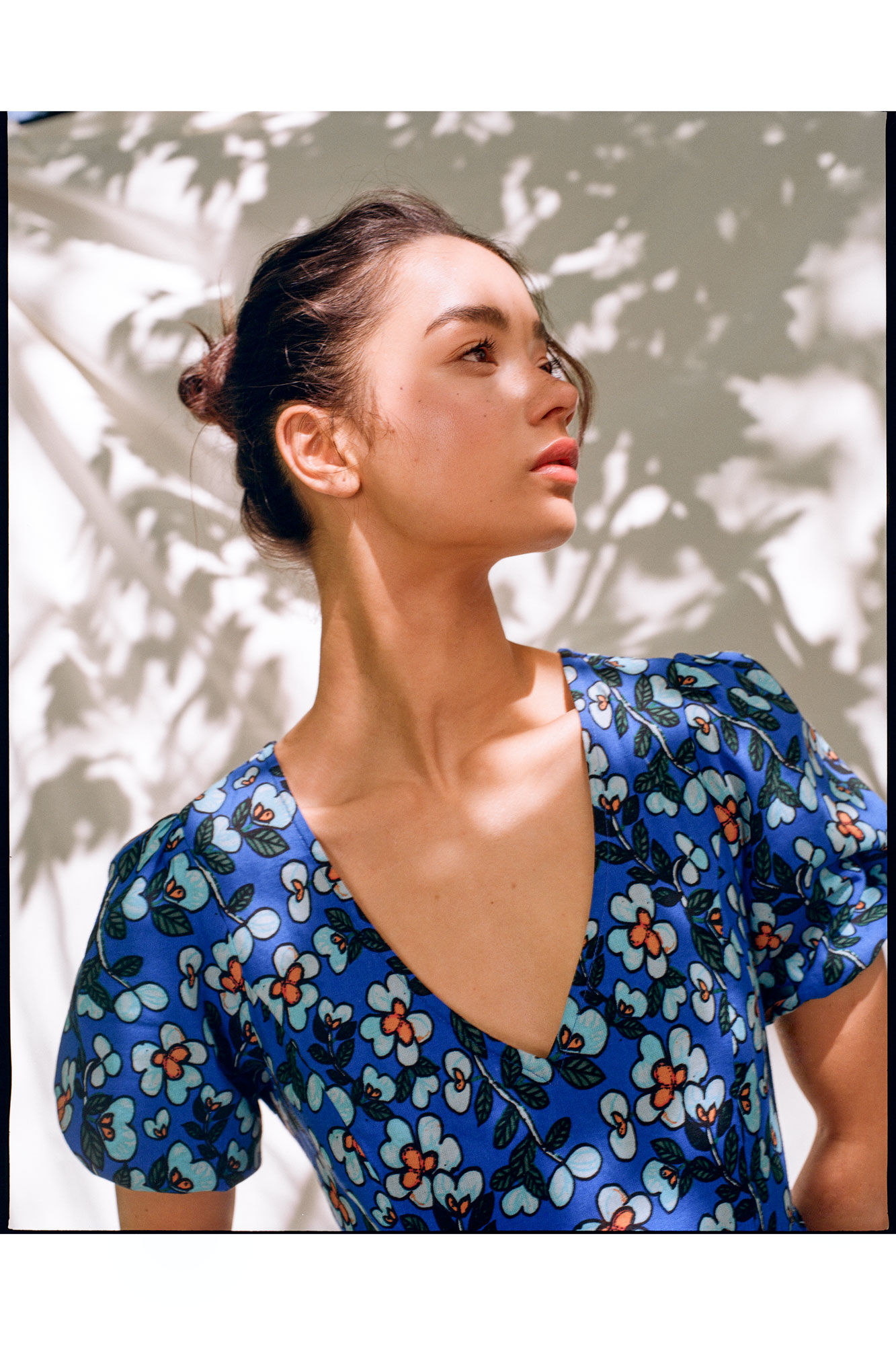 Springfield Vestido Midi Abertura Espalda Lino "Roots Studio" azul mezcla