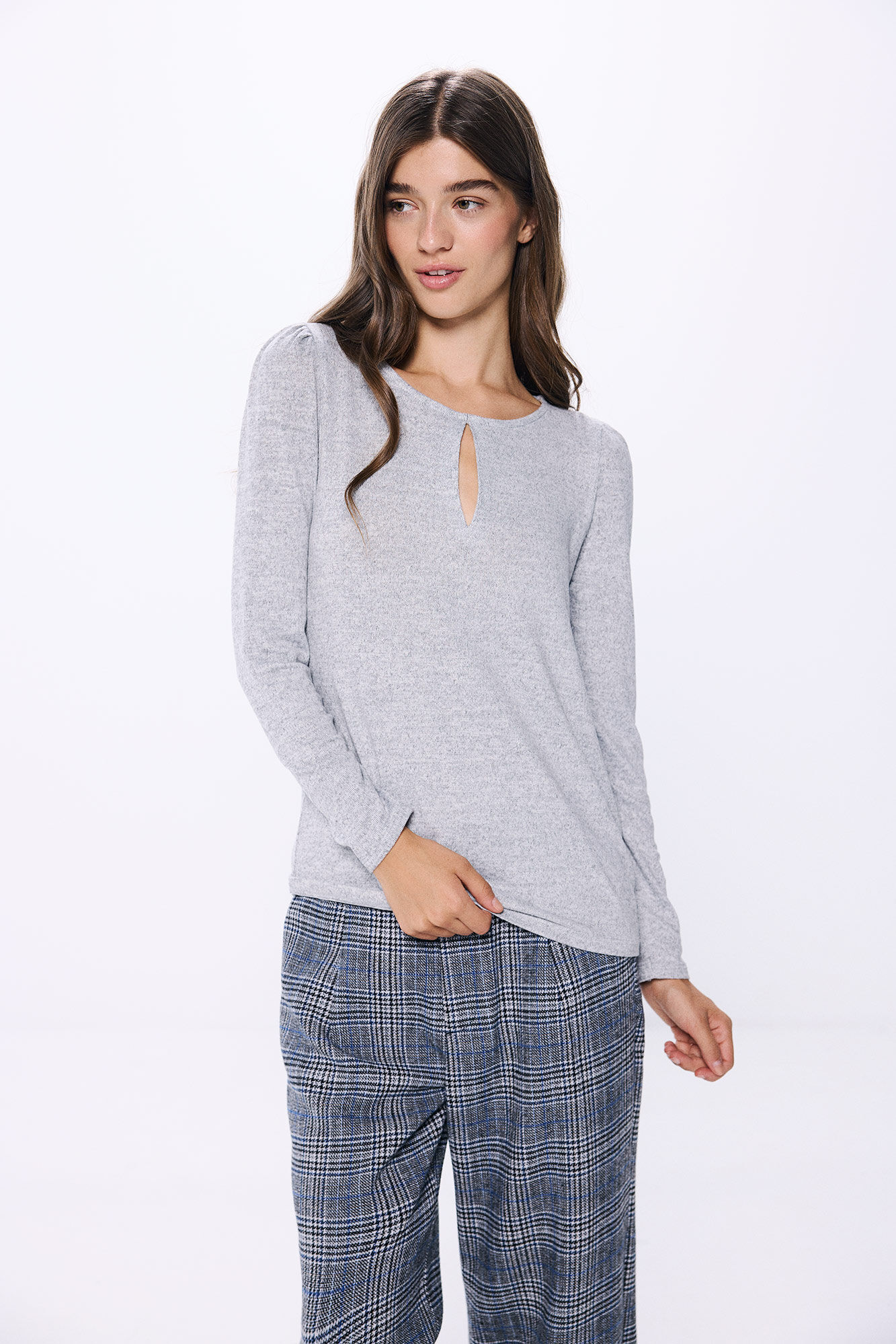 Springfield Playera abertura escote tejido cortado