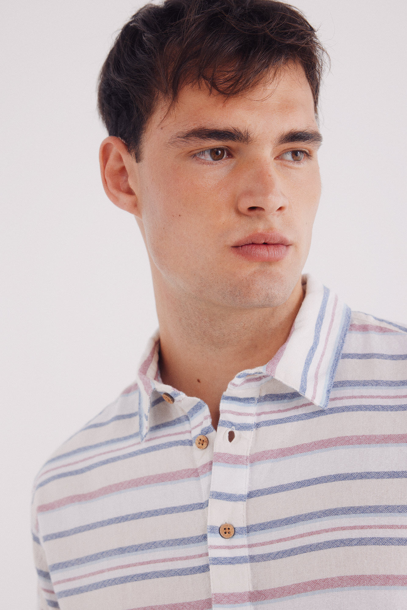 Springfield Camisa polera jacquard rayas horizontales azul tinta