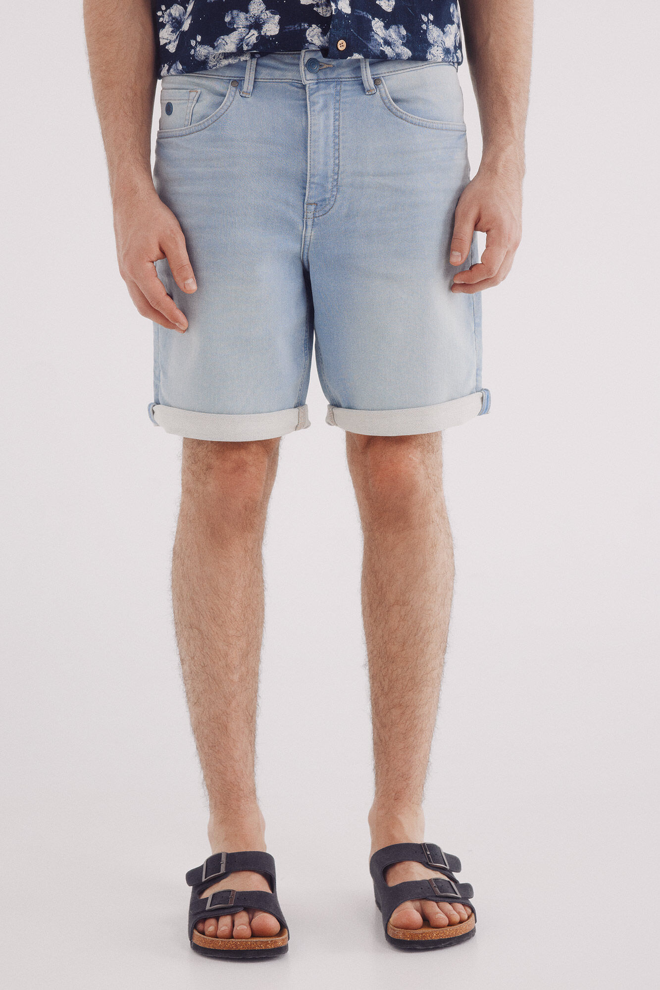 Springfield Bermuda vaquera en knit denim claro slim fit