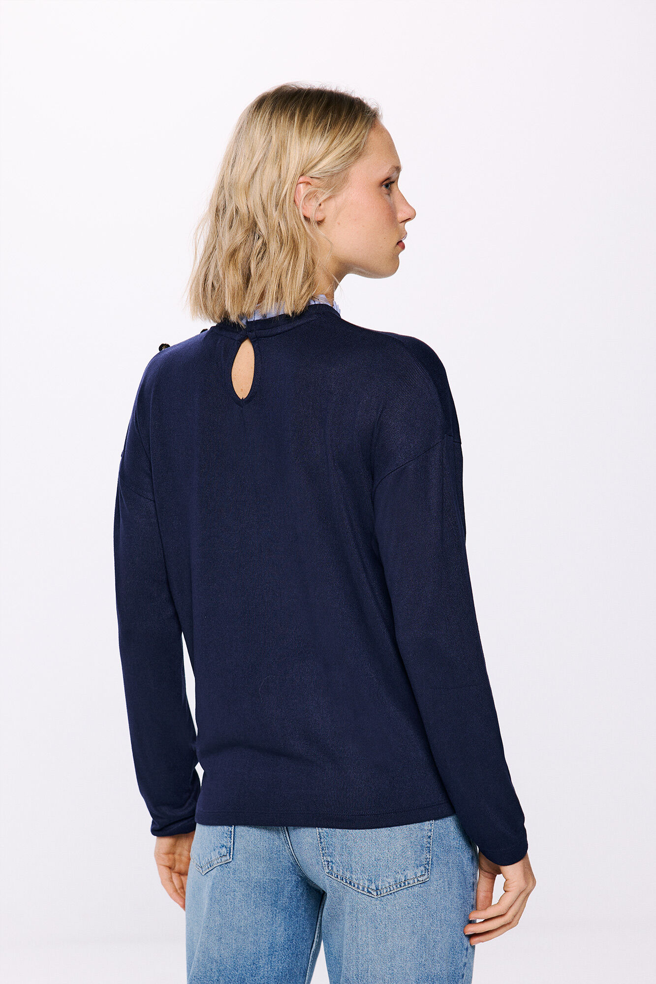 Springfield Playera cuello combinado azul
