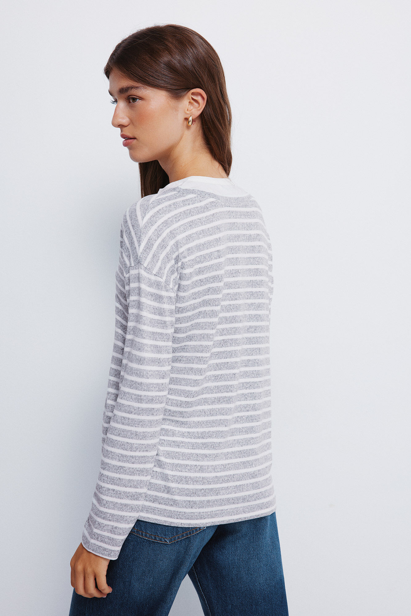 Springfield Playera de cuello combinado gris