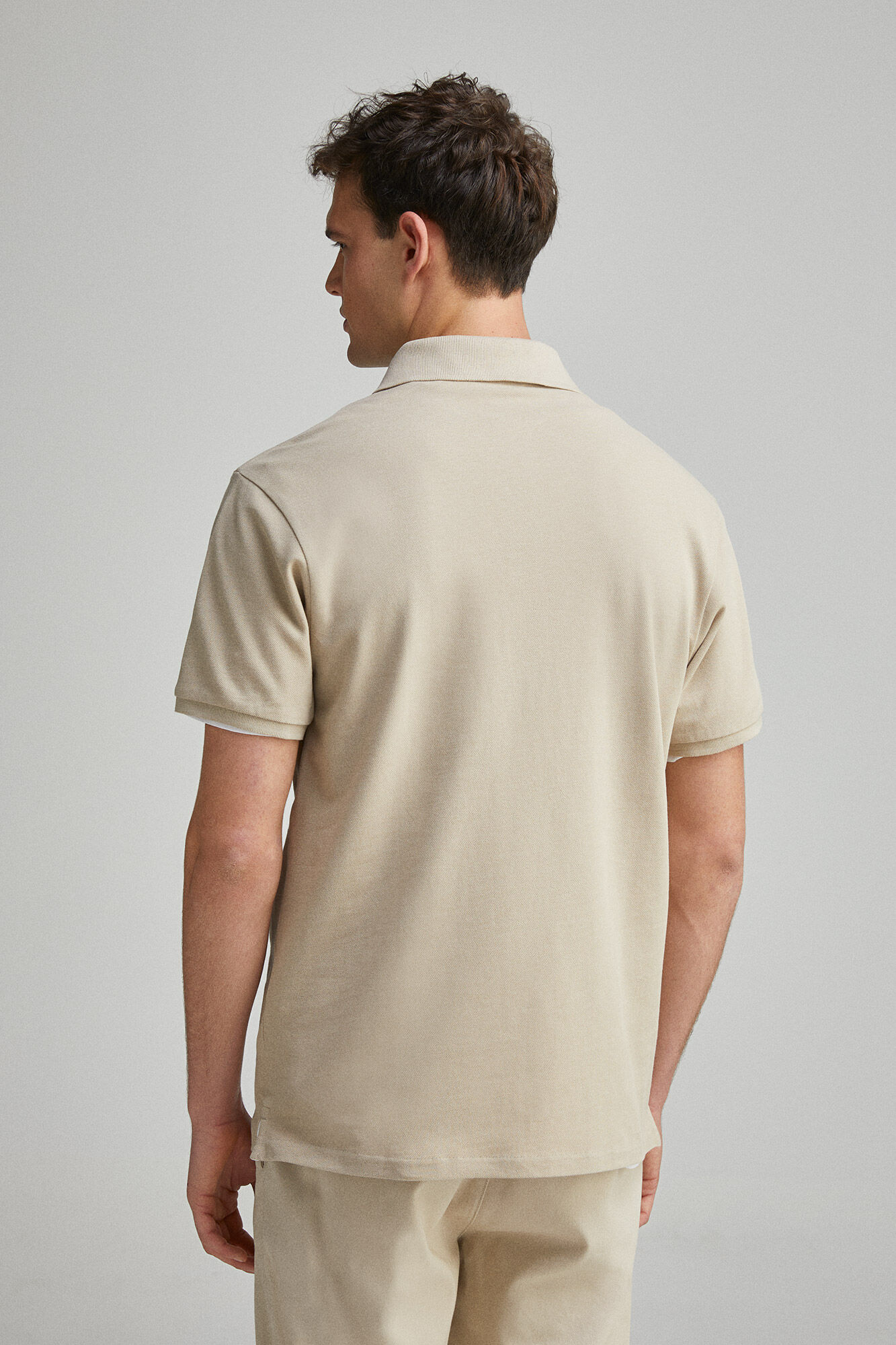 Springfield Polo piqu&eacute; contraste tapeta slim fit caf&eacute;