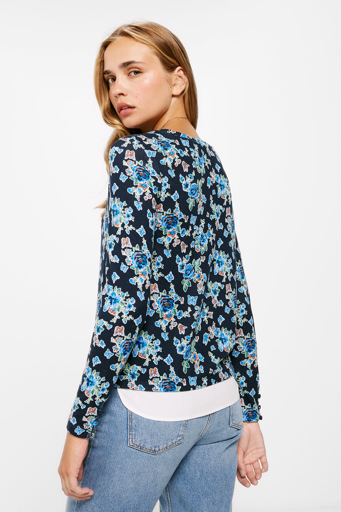 Springfield Playera Bimateria Estampada marino