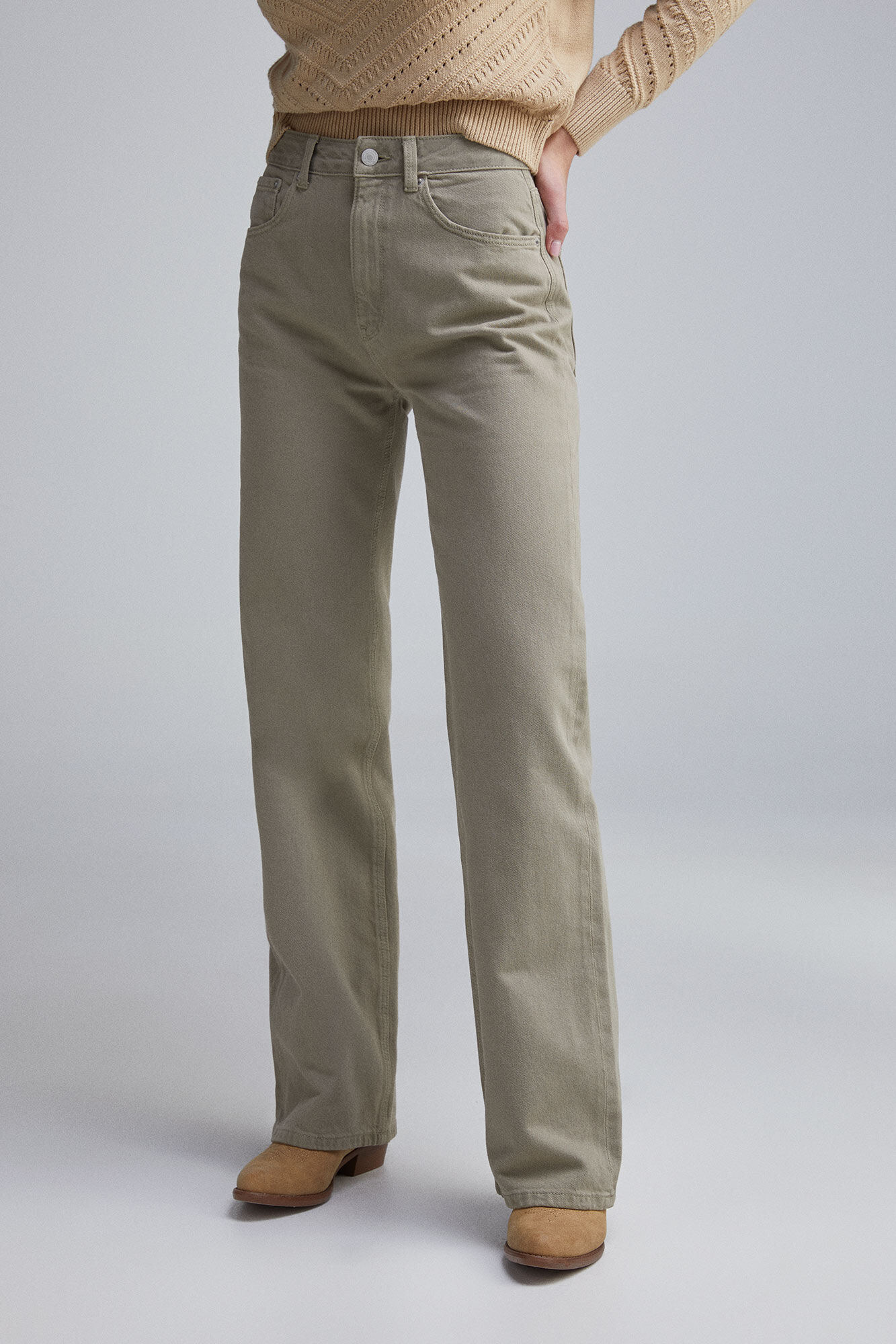Springfield Jeans wide leg color kaki
