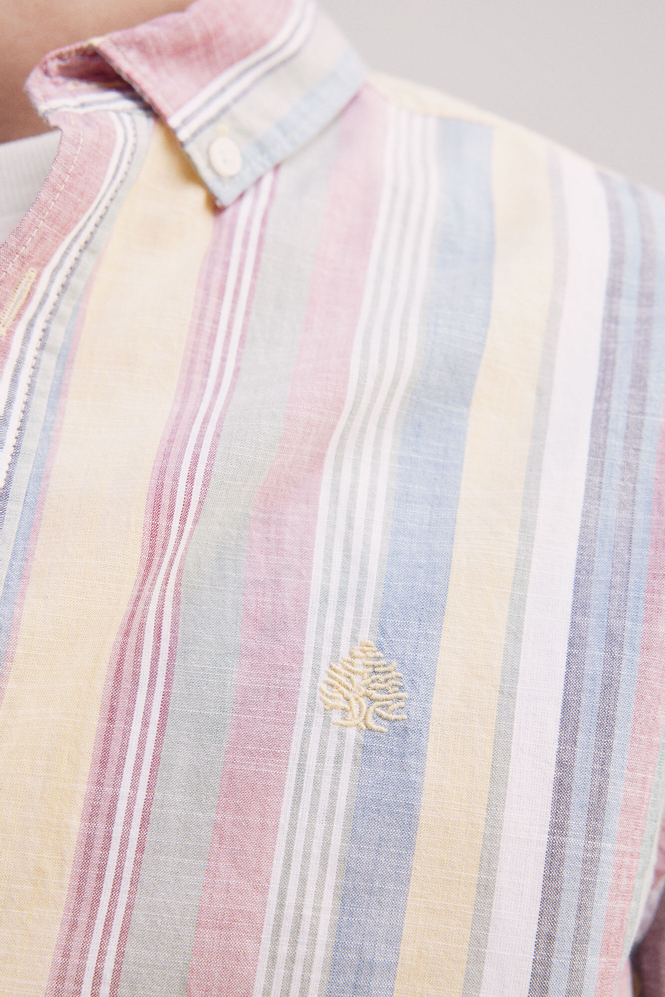Springfield Camisa rayas algod&oacute;n slub amarillo