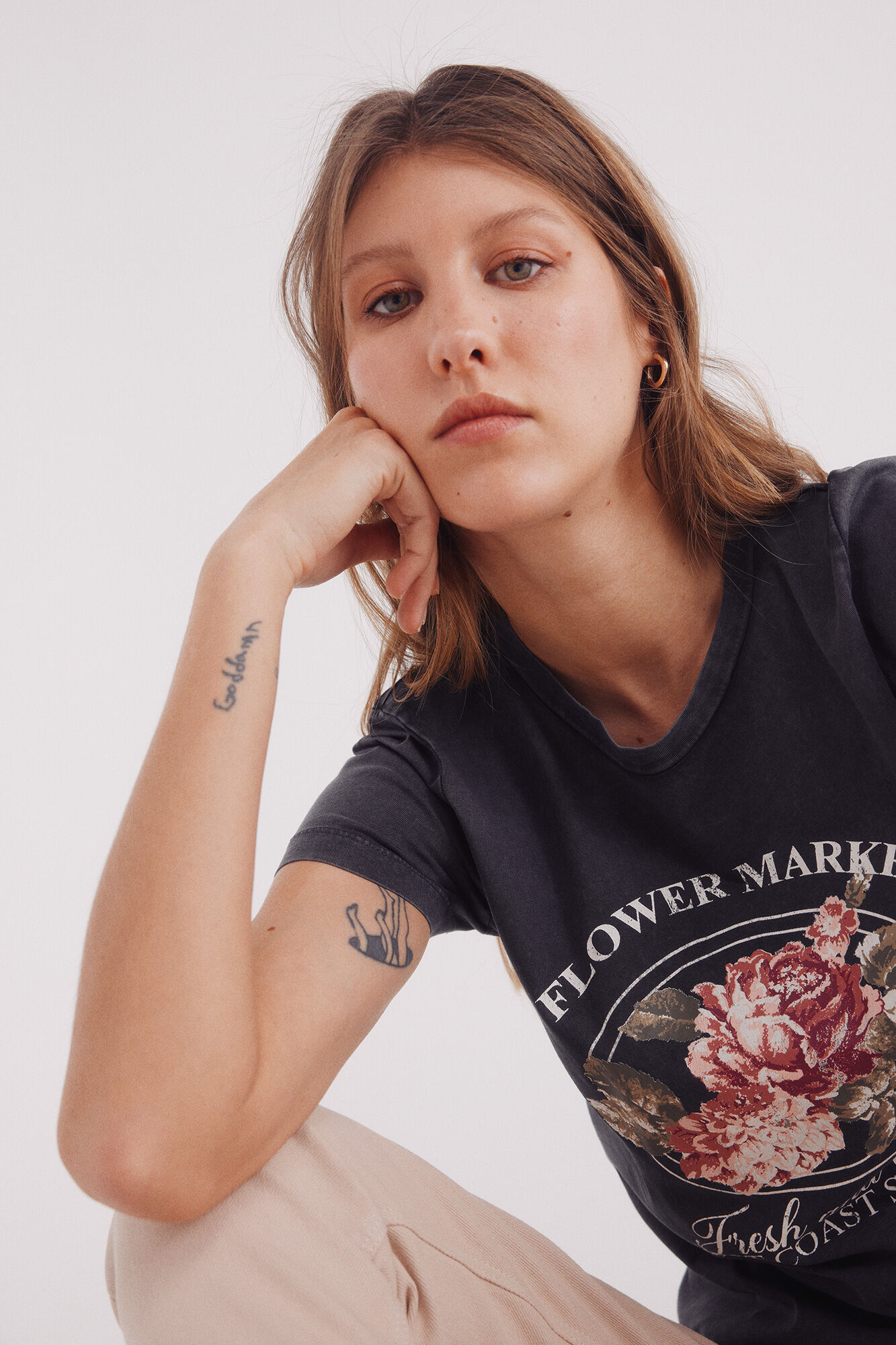 Springfield Playera "Flower market" gris
