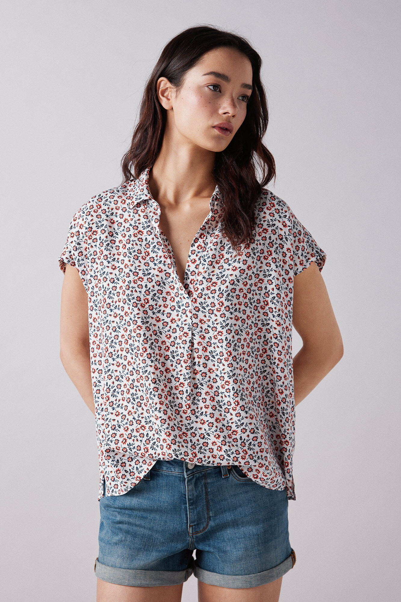 Springfield Blusa polera estampada