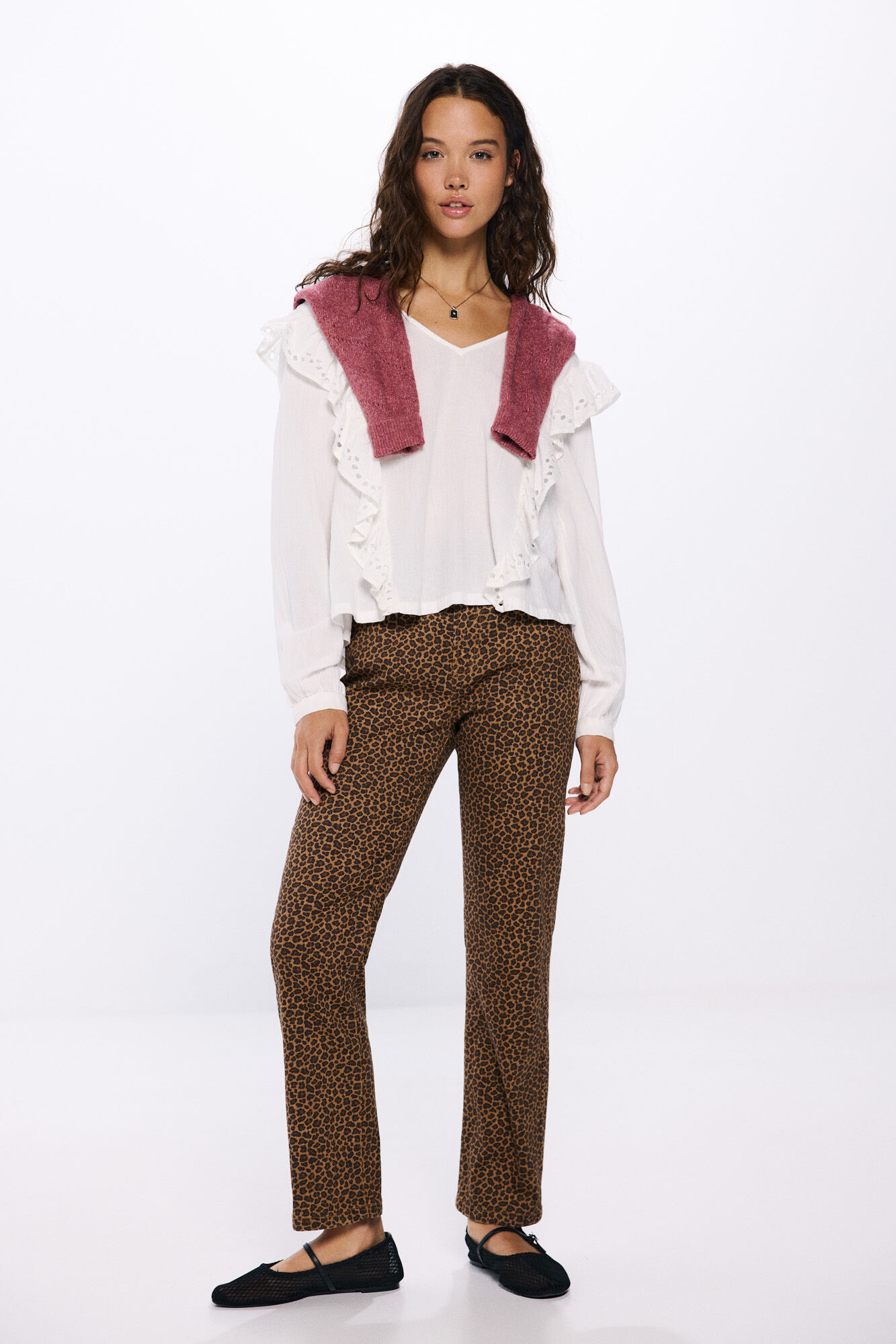 Springfield Blusa volantes schiffly