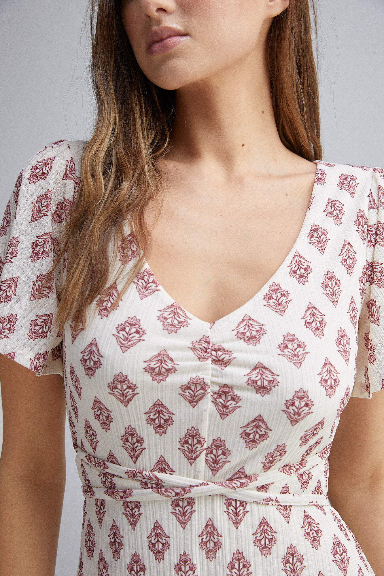 Springfield Vestido midi boho cenefa caf&eacute;