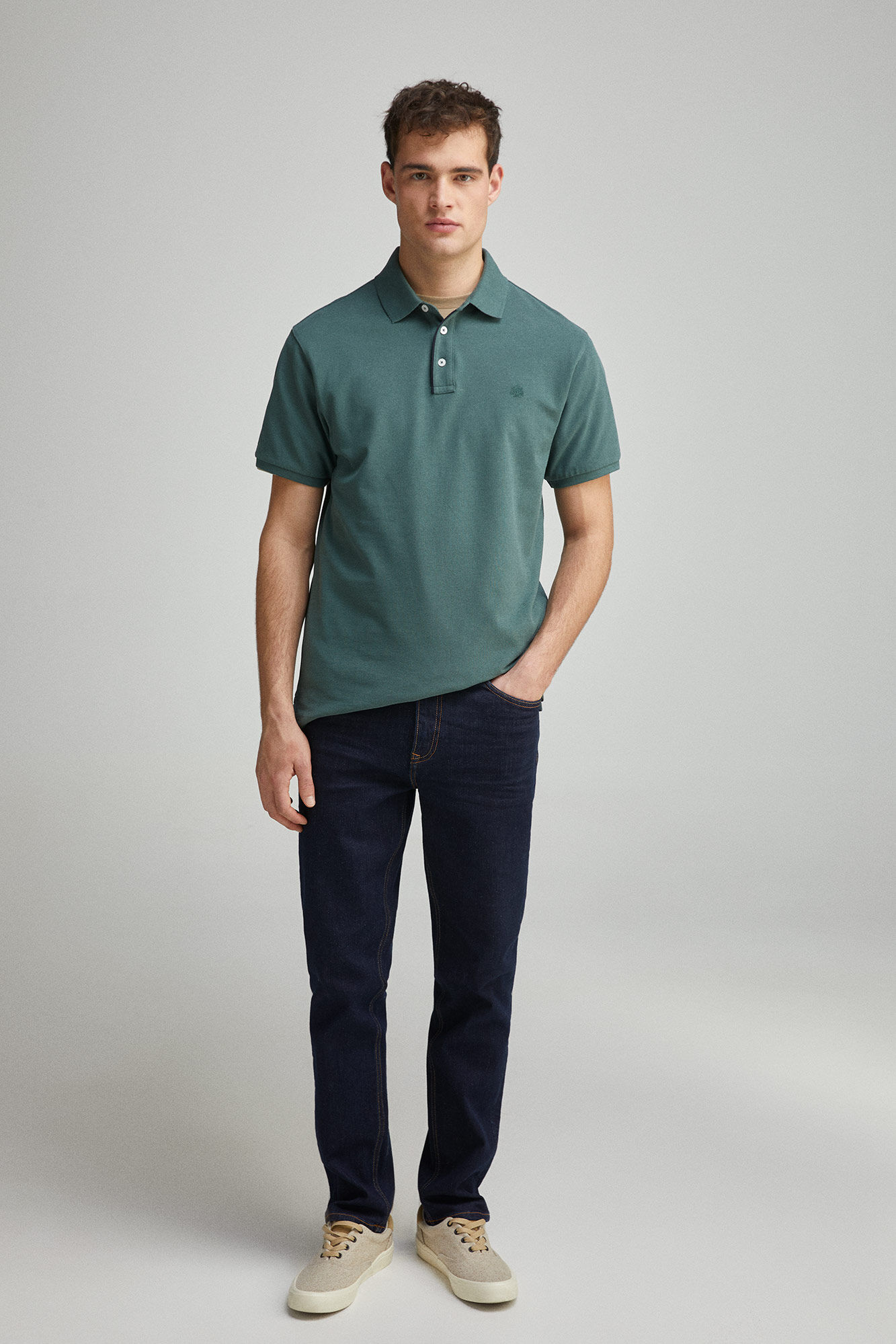 Springfield Polo piqu&eacute; contraste tapeta slim fit verde